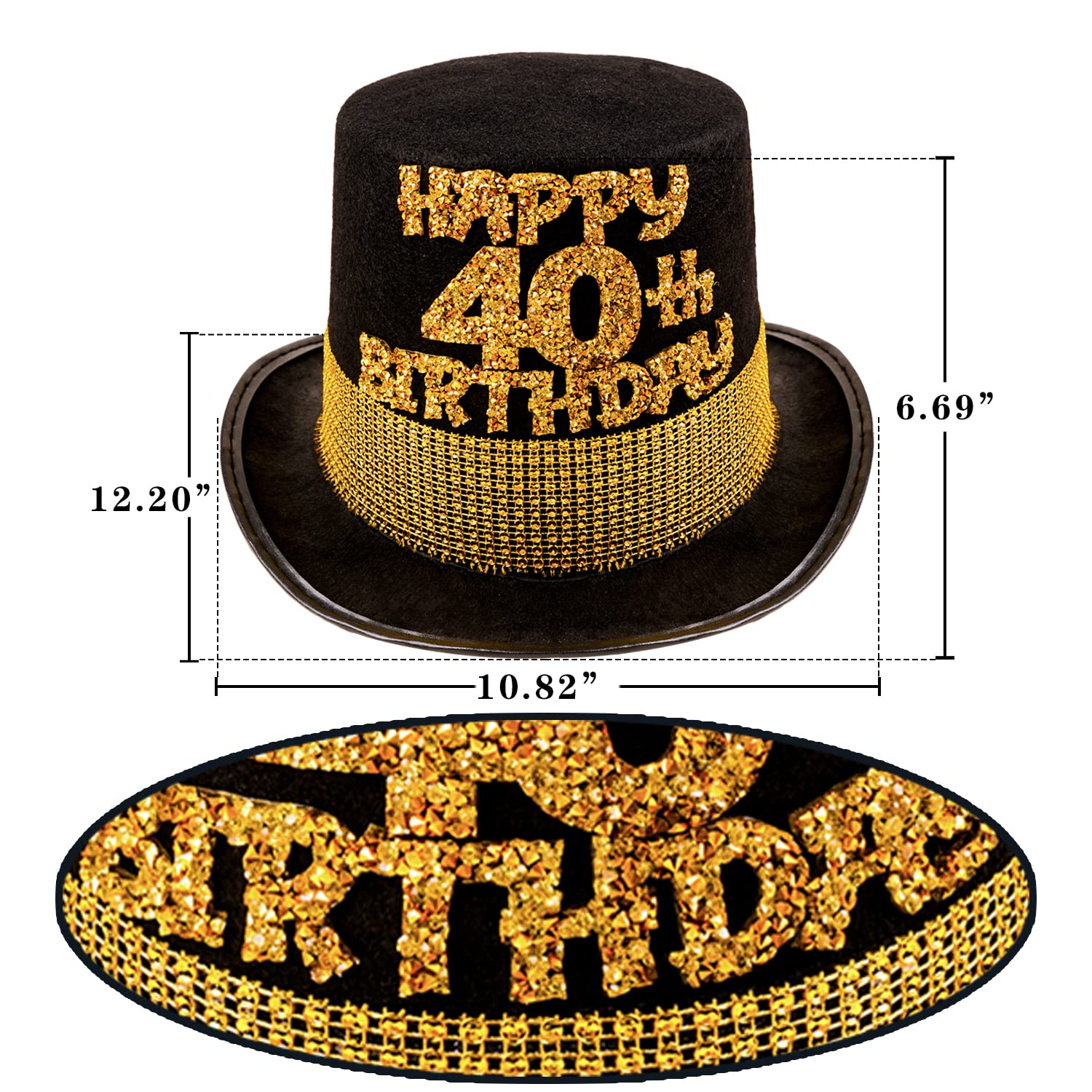 40th Birthday Gifts for Men - Funny 40 Year Old Party Hat & Sash Set - Gold Black Birthday Decorations for Him - Perfect for Milestone Celebrations, Surprise Parties & Photo Booths