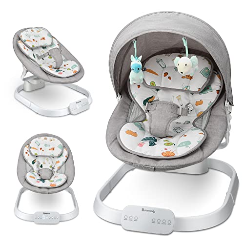 Babeelovly 2-in-1 Baby Swing and Bouncer with Remote Control - Portable Infant Swing with 10 Preset Music, Canopy & Auto Rocking - Indoor/Outdoor Use for Nursery, Travel & Playtime (Multicolor)