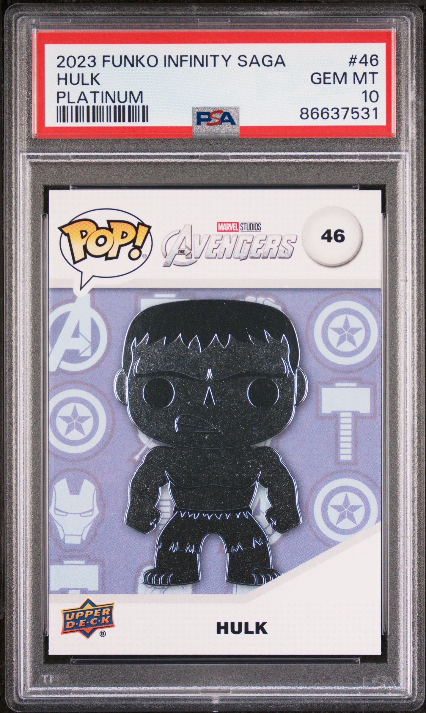 2023 Upper Deck Funko Pop Marvel Hulk Platinum #46 PSA 10 Graded Collectible - Perfect for Marvel Fans, Comic Book Collectors & Pop Culture Enthusiasts
