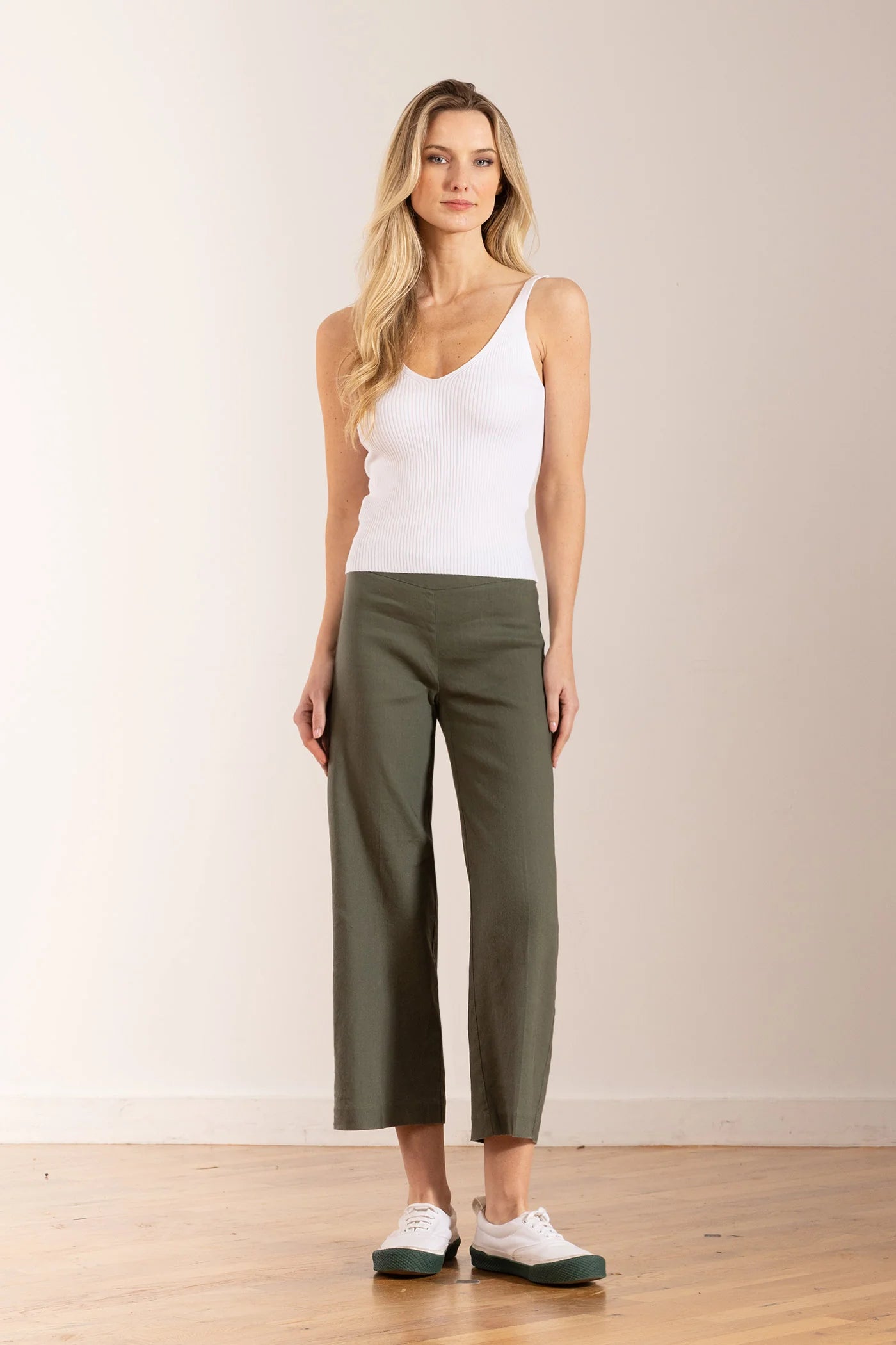 Alex Linen Pants for Women - Olive Green Comfortable Casual Trousers for Summer, Travel & Beach