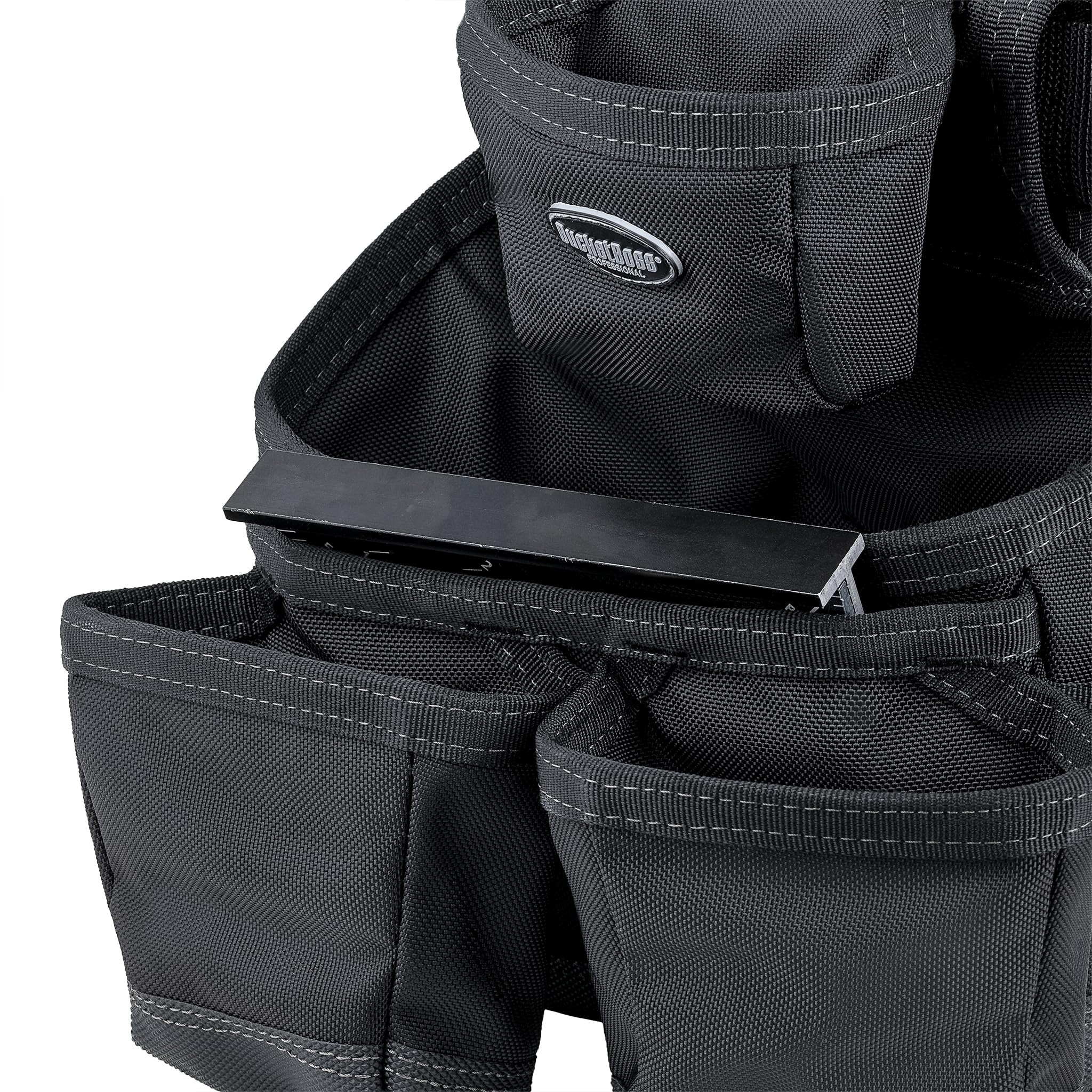 Bucket Boss 57100 Professional Series Ballistic Tool Belt with Suspenders - Heavy Duty Work Belt for Construction, Carpentry & DIY Projects - Black