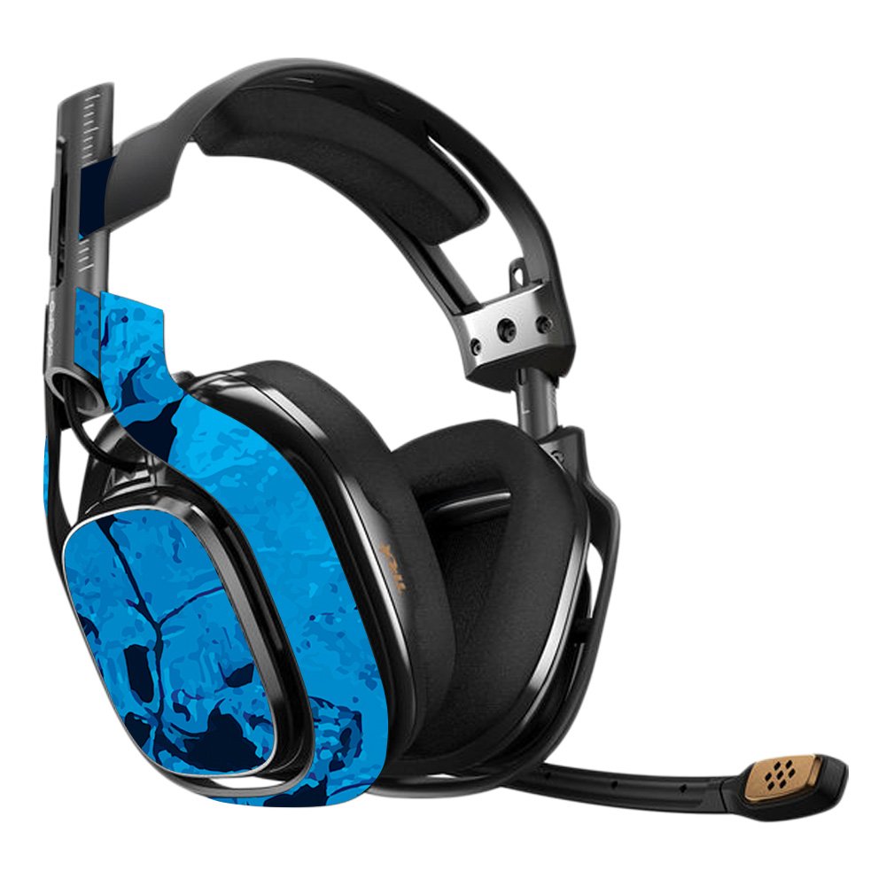 Blue Skulls Vinyl Decal Wrap Cover for Astro A40 3rd Gen Gaming Headset - Protective, Durable & Customizable Skin | Easy to Apply & Remove | Made in USA | Perfect for Gaming, Streaming & Esports