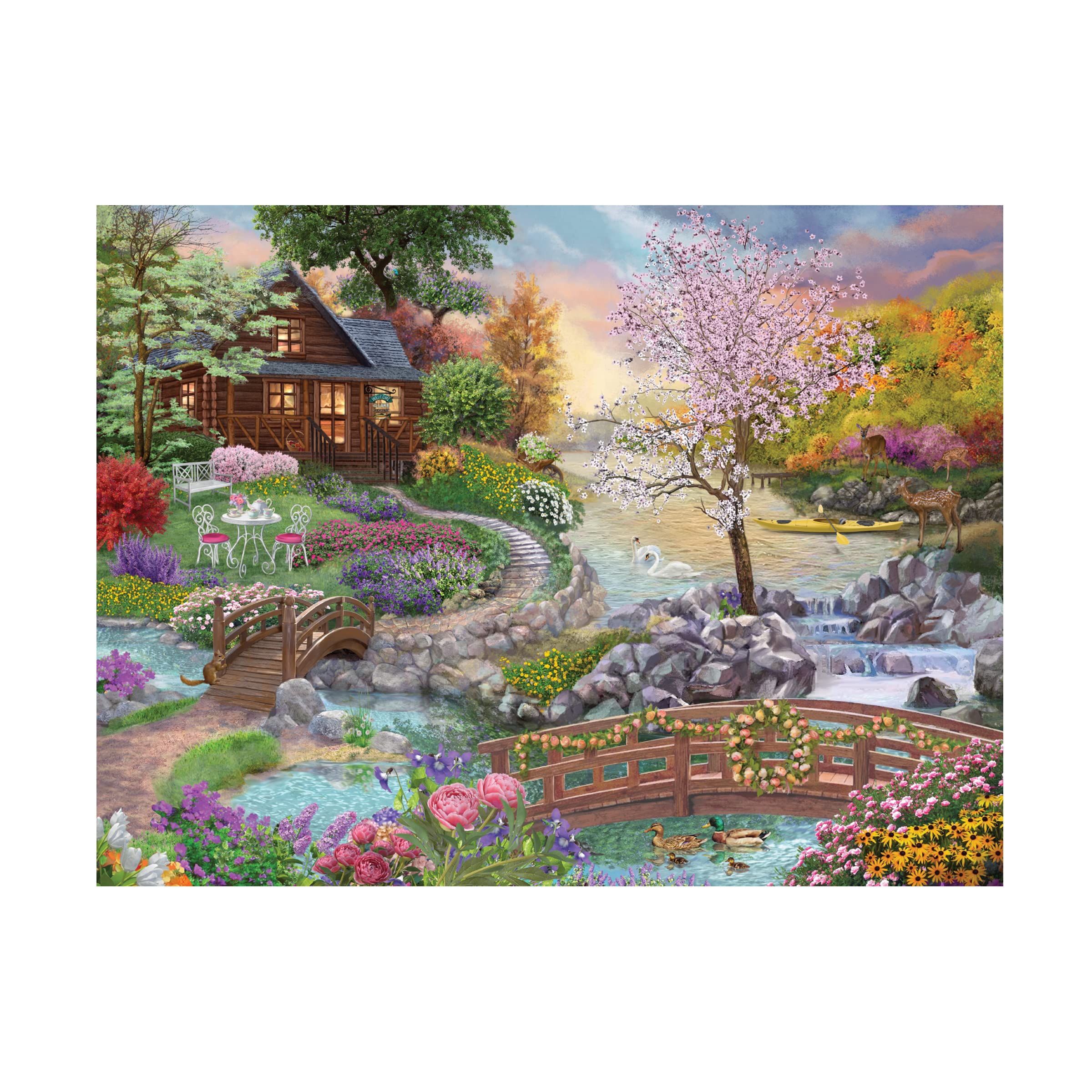 Trademark Fine Art 'Spring Stream' Canvas Wall Art by Bigelow Illustrations - Nature Landscape Painting for Living Room, Bedroom & Office Decor