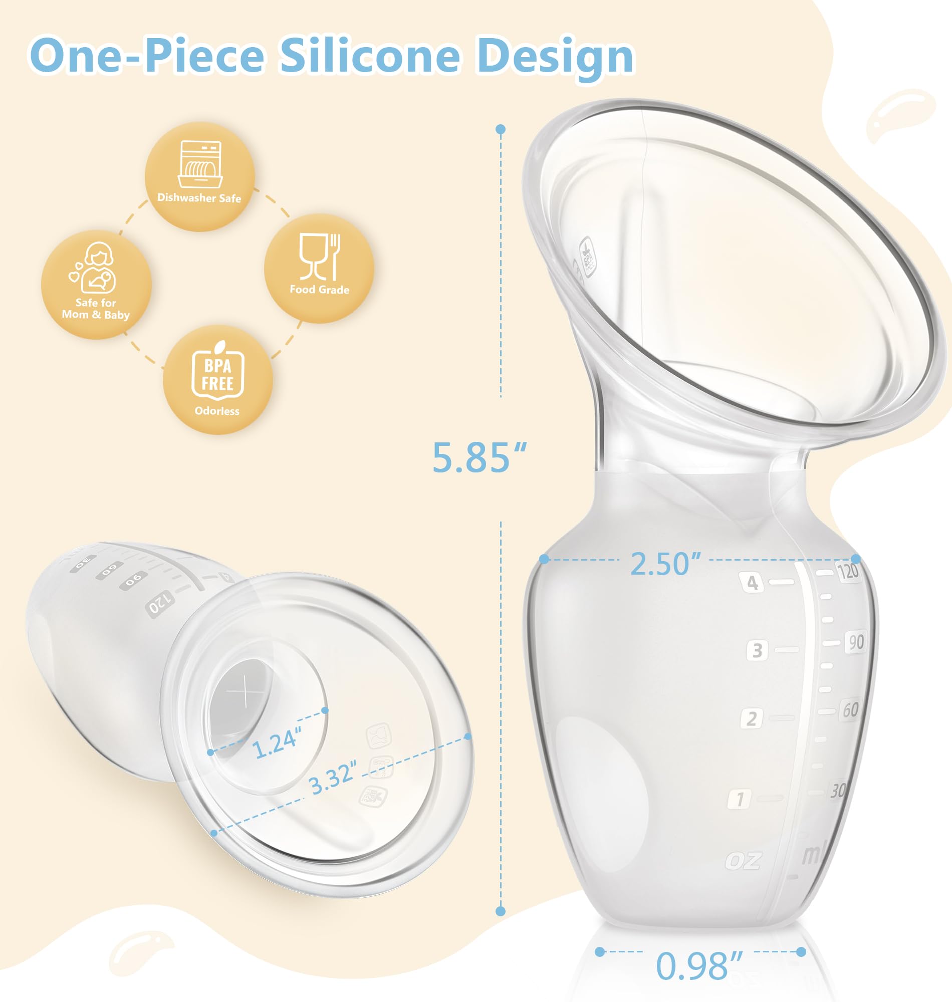 Manual Breast Pump for Breastfeeding Moms - BPA Free, Spill-Proof Valve, 4oz Clear Bottle - Perfect for Travel, Work & On-the-Go Nursing