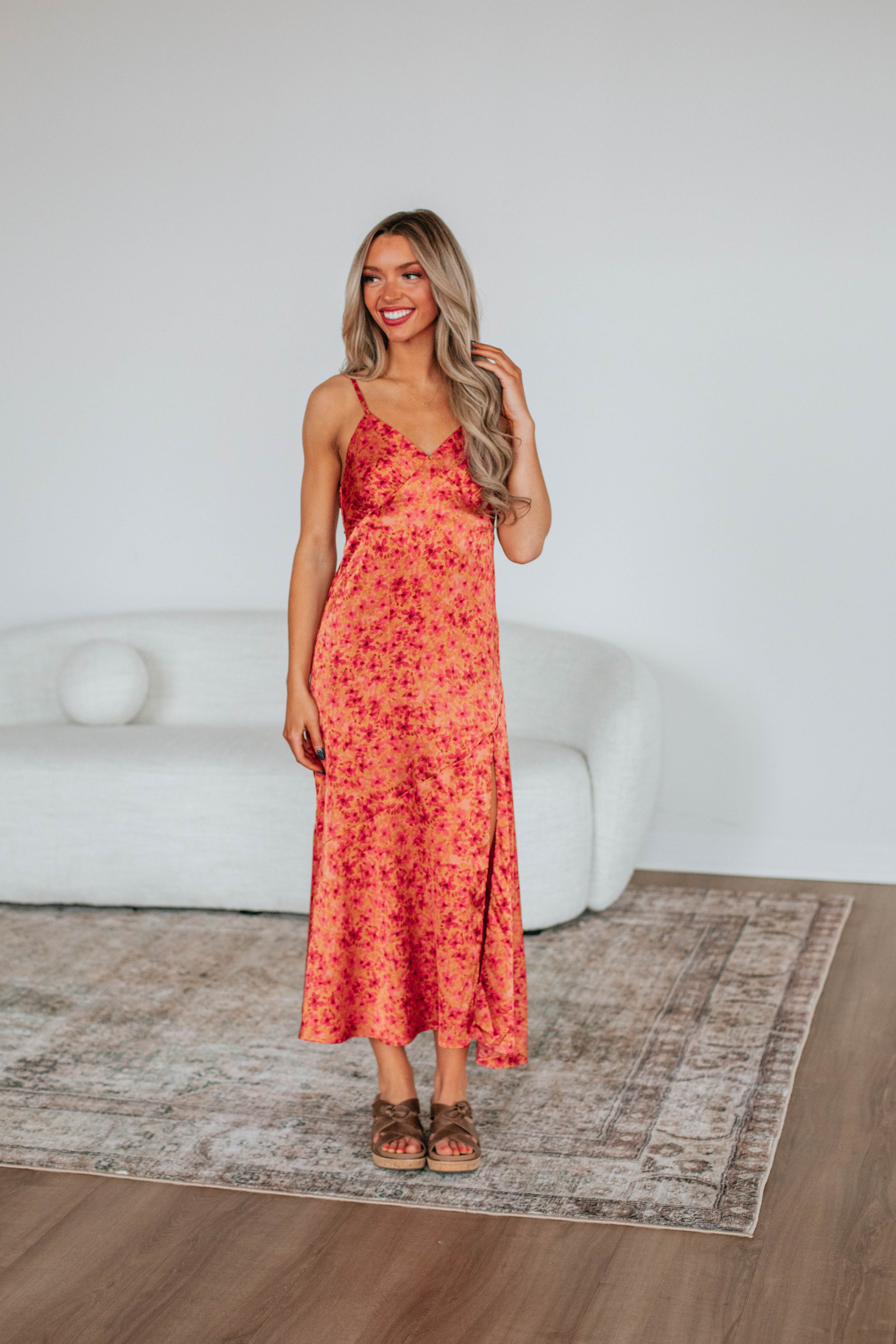 Emersyn Floral Print Summer Dress for Women - Elegant Flowy Maxi Dress with V-Neck & Ruffle Sleeves - Perfect for Beach Vacation, Wedding Guest, and Date Night Outfits