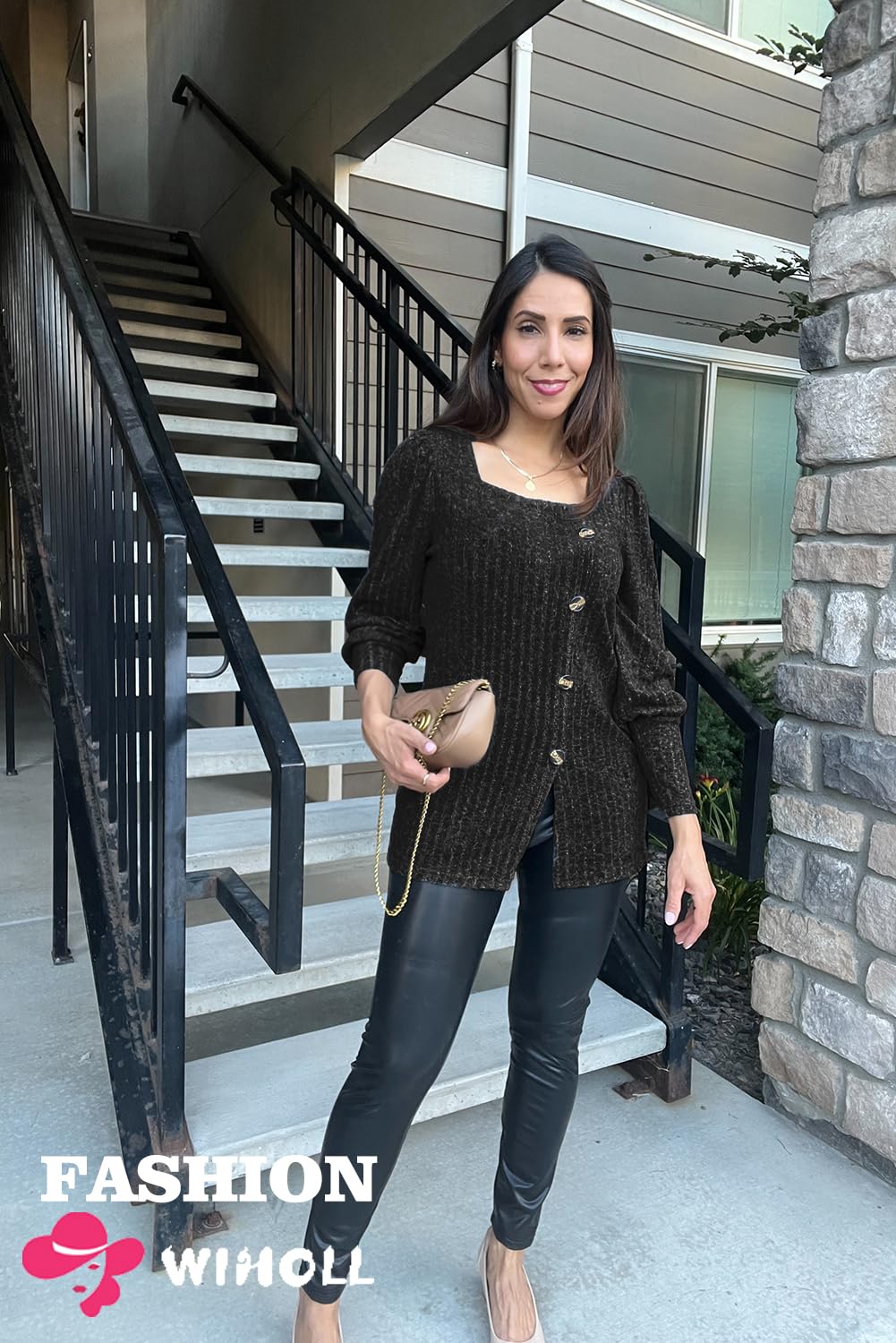 WIHOLL Women's Square Neck Fall Sweaters - Stylish Casual & Dressy Tops for 2023 | Perfect for Office Wear, Date Nights & Autumn Layering