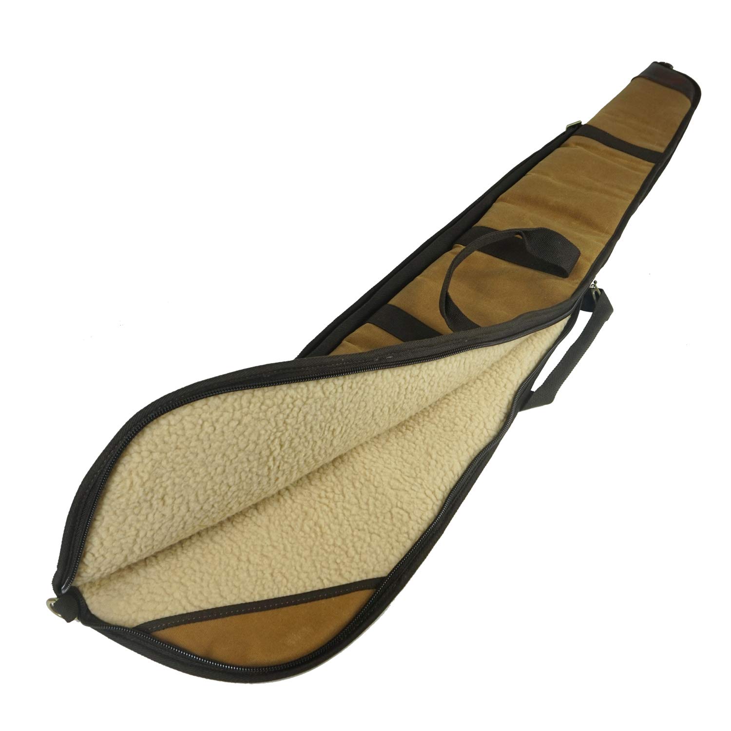 52 Inch Soft Shotgun Case with Magazine Storage - Durable Leather & Cotton Canvas Adjustable Carry Bag with Handle - Perfect for Hunting, Shooting Range & Outdoor Sports