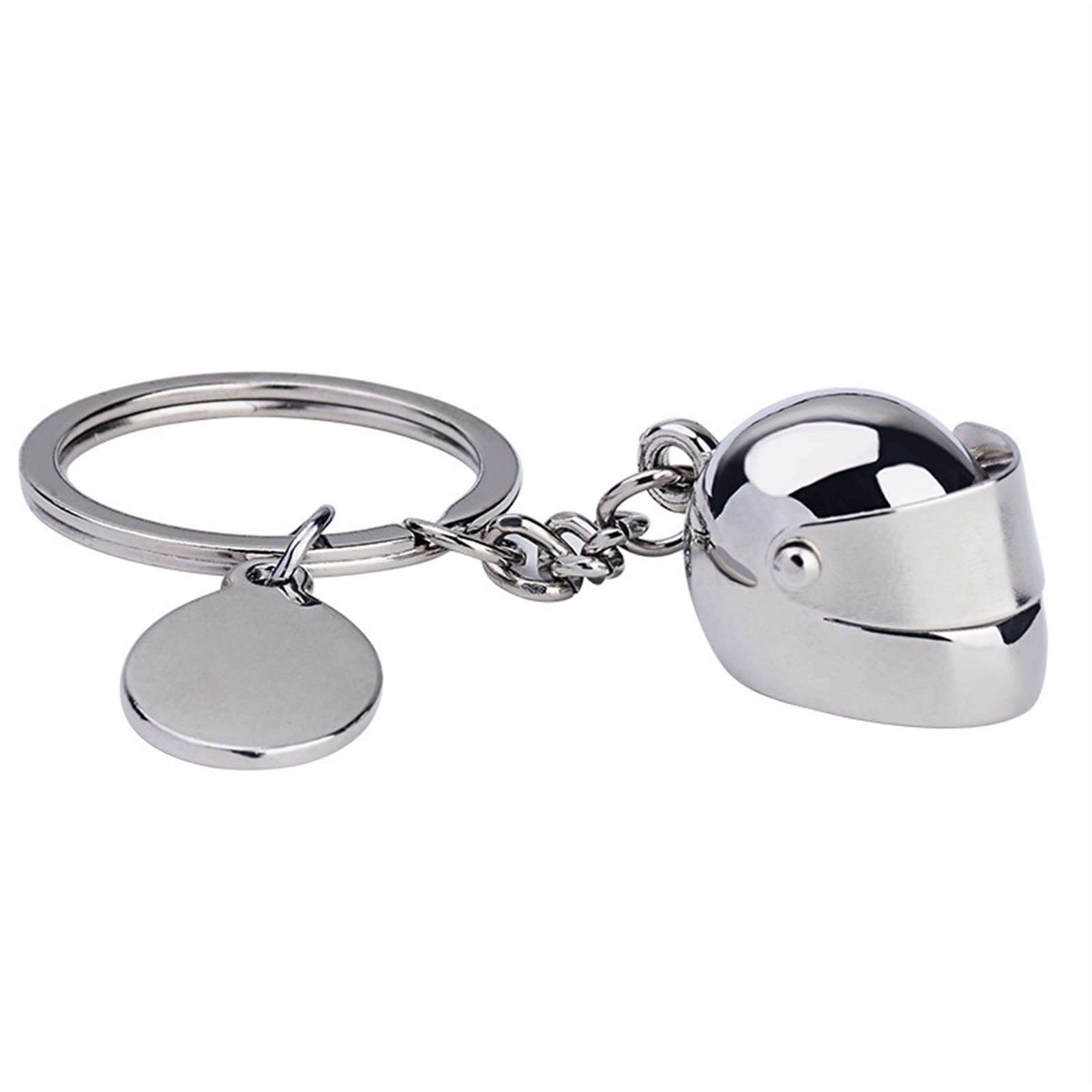 Silver Motorcycle Helmet Keychain for Men - Flip Open Metal Car Key Ring, 4.3 x 1.1 x 1.1 inch Bag Accessory - Perfect Gift for Bikers & Motorcycle Enthusiasts