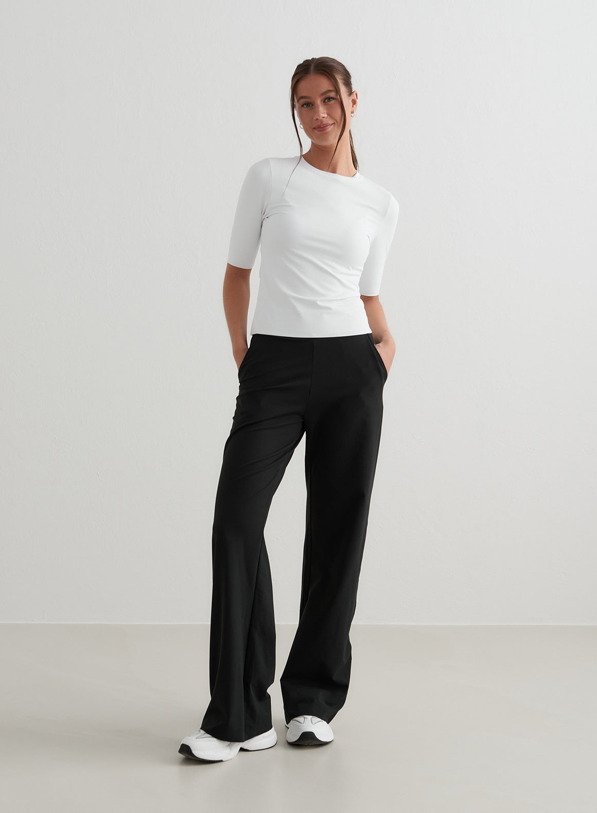 Black Sense Wide Leg Pants for Women - Comfortable High Waisted Loose Fit Trousers for Casual, Office & Travel