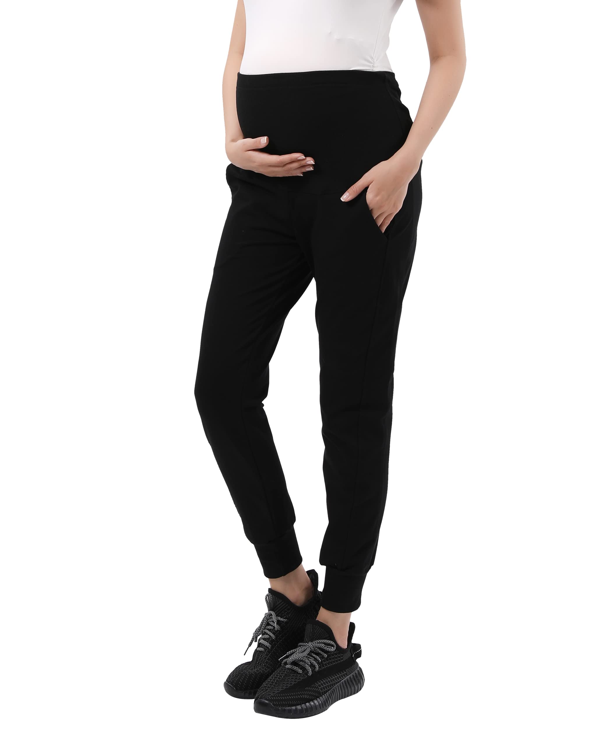 Women's Maternity Joggers - Stretchy Over Belly Pregnancy Sweatpants for Yoga, Gym & Lounge Wear - Soft Casual Pants for Expecting Moms
