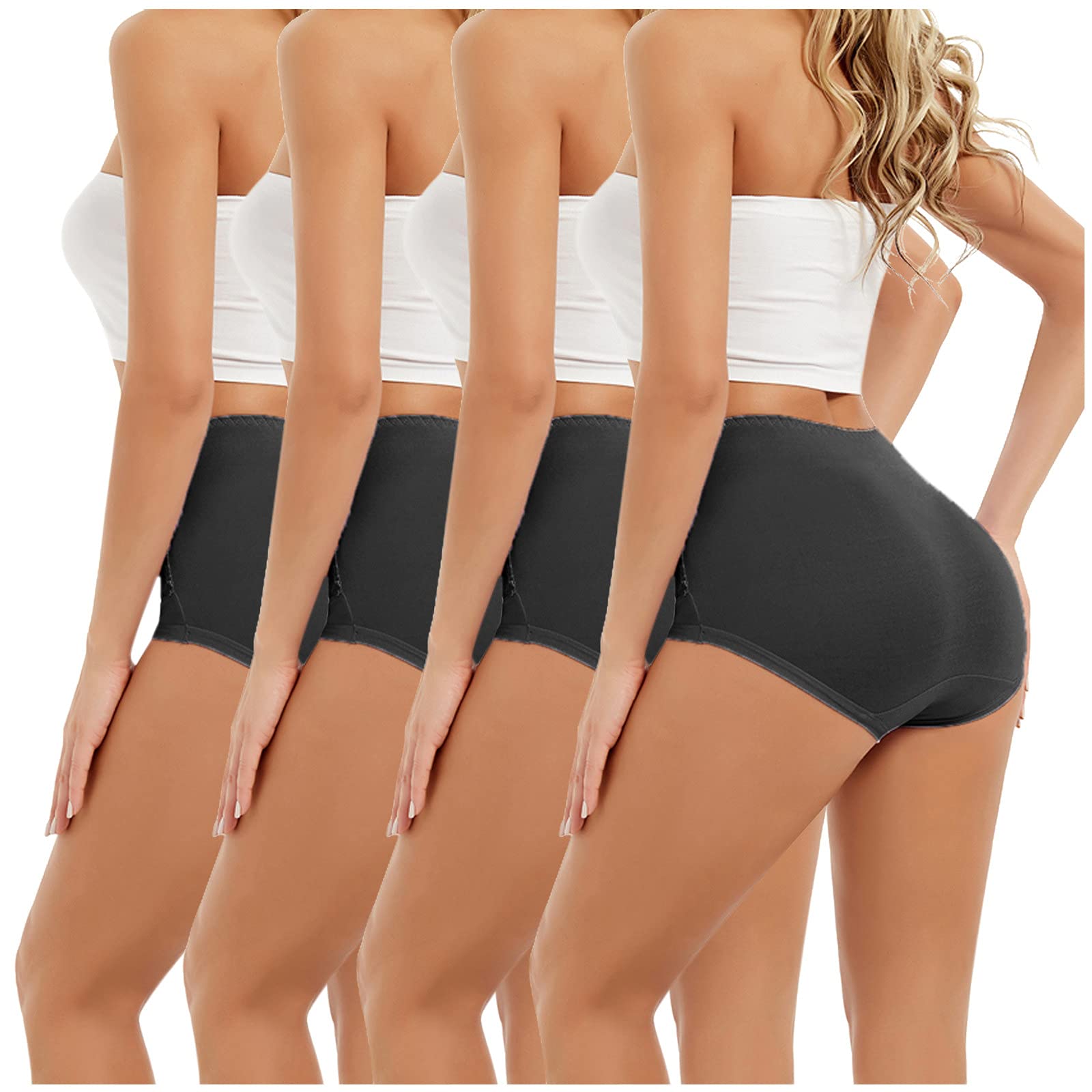 FGDJEE 4-Pack Women's High Waist Tummy Control Underwear - Breathable Shapewear Briefs in Solid Colors (Sizes M-6XL) | Perfect for Everyday Wear, Workouts & Postpartum Recovery