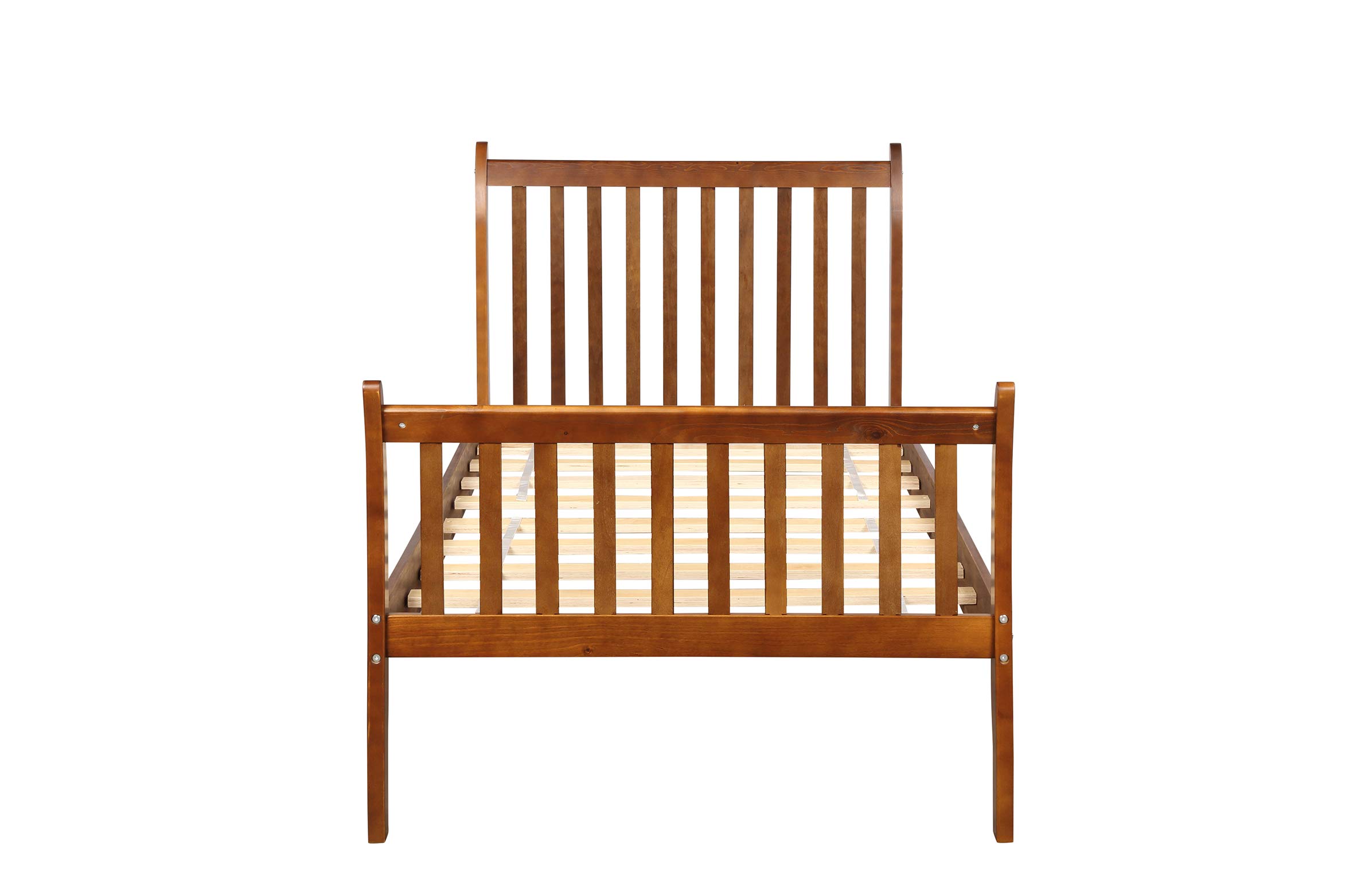 RUNNA Twin Wood Platform Bed Frame for Kids & Teens with Headboard & Footboard - Sturdy Mattress Foundation with Wood Slat Support, No Box Spring Needed (Walnut) - Perfect for Small Bedrooms, Dorm Rooms & Kids' Rooms