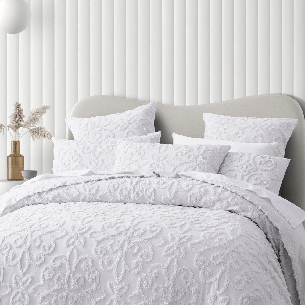 Ella White Bedspread Set | Super King Size Bedding | Luxury Bed Cover for Master Bedroom | Perfect for Hotel, Home Decor and Gift Giving