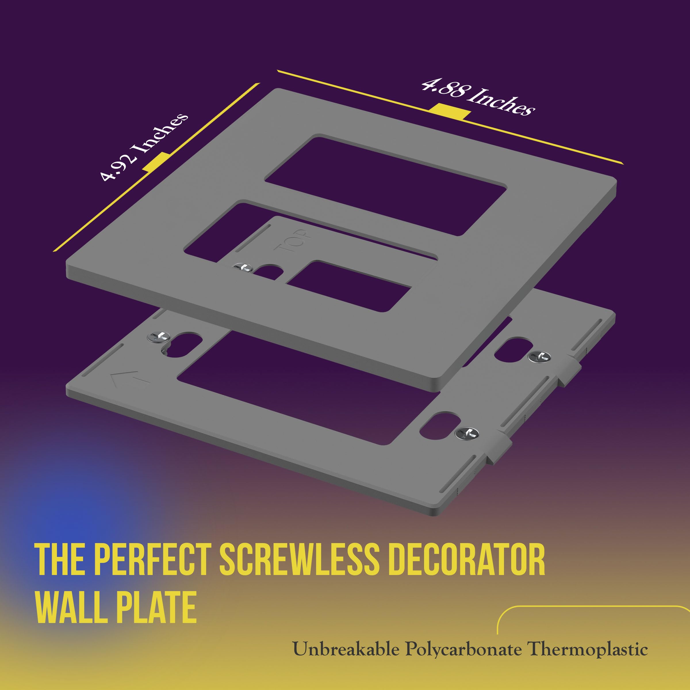 ENERLITES Screwless Decorator Wall Plates - Child Safe Outlet Covers, Glossy Finish, Medium Size 2-Gang (4.88