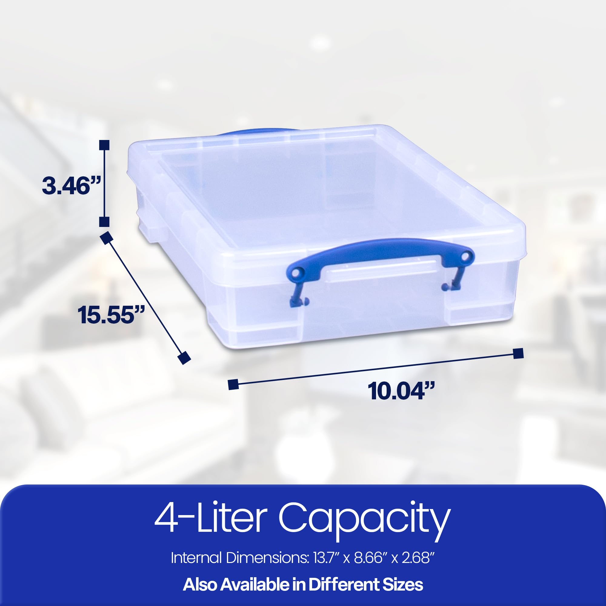 Really Useful Box 4L Storage Container with Lid & Clip Lock Handles - 10 Pack | Organize Home, Office & Craft Supplies | Durable Plastic Storage Bins for Closet, Kitchen & Garage Organization