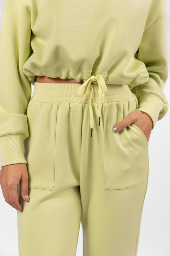 Only One Lime Wide Leg Pull On Pants for Women - Comfortable Elastic Waist Lounge Pants - Perfect for Yoga, Home Wear & Casual Outfits