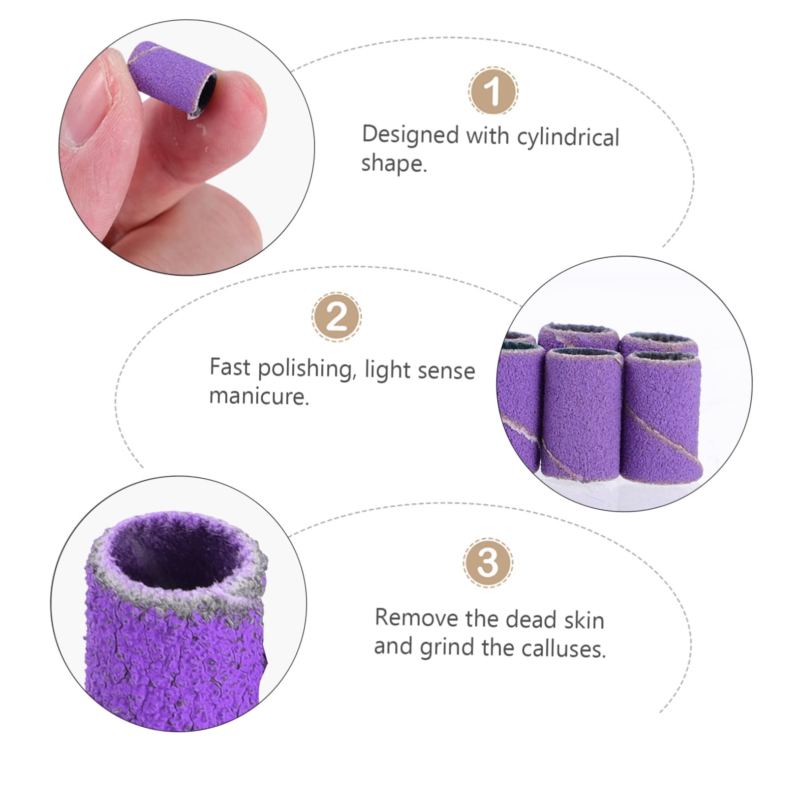 Minkissy 3 Sets Nail Sanding Bands for Nail Drill - 100pcs x 3 Sanding Caps, Grinding Heads & Polishing Tools for Professional Manicure & Pedicure - Perfect for Salon, Home Nail Care & DIY Nail Art