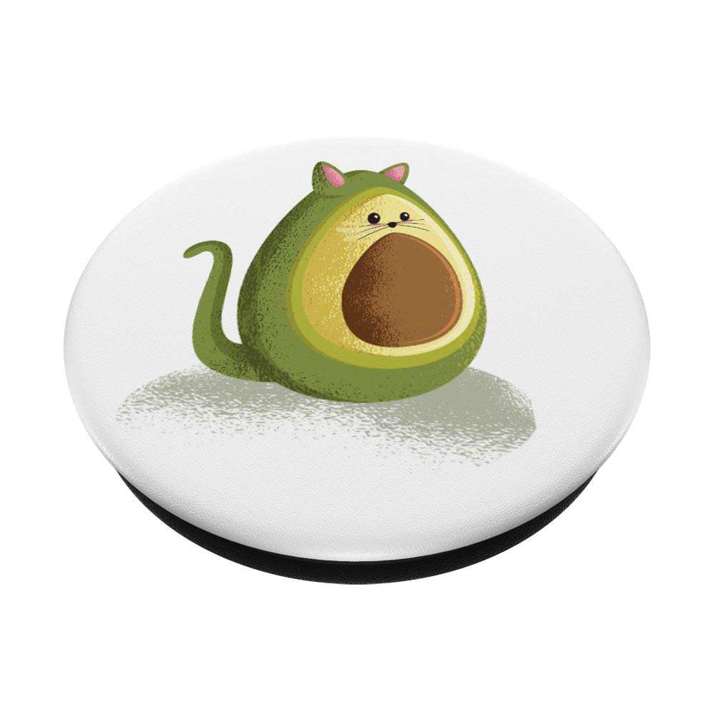 Cat and Avocado Phone Stand for Cat Lovers - Swappable PopGrip for Phones & Tablets - Perfect for Home, Office, and Travel
