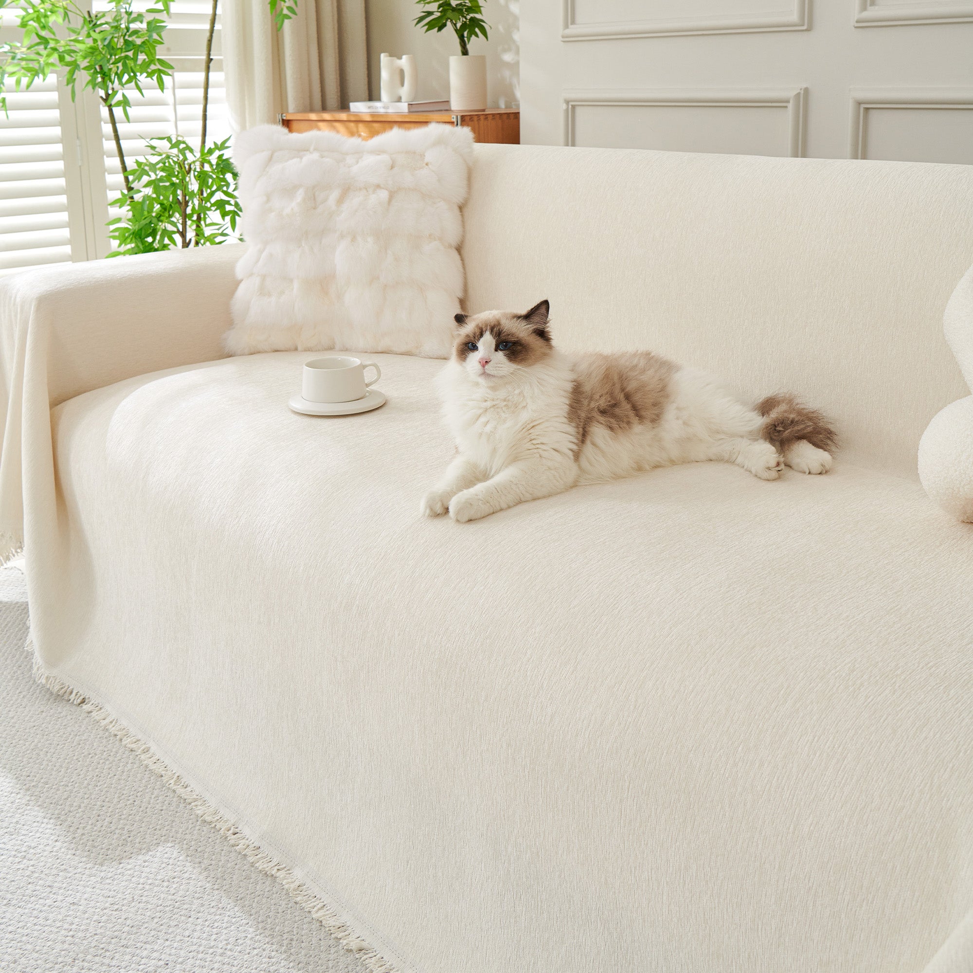 Pure Embrace Sofa Cover & Couch Cover - Stretchable Furniture Protector for Pets & Kids - Perfect for Living Room, Bedroom, and Home Decor