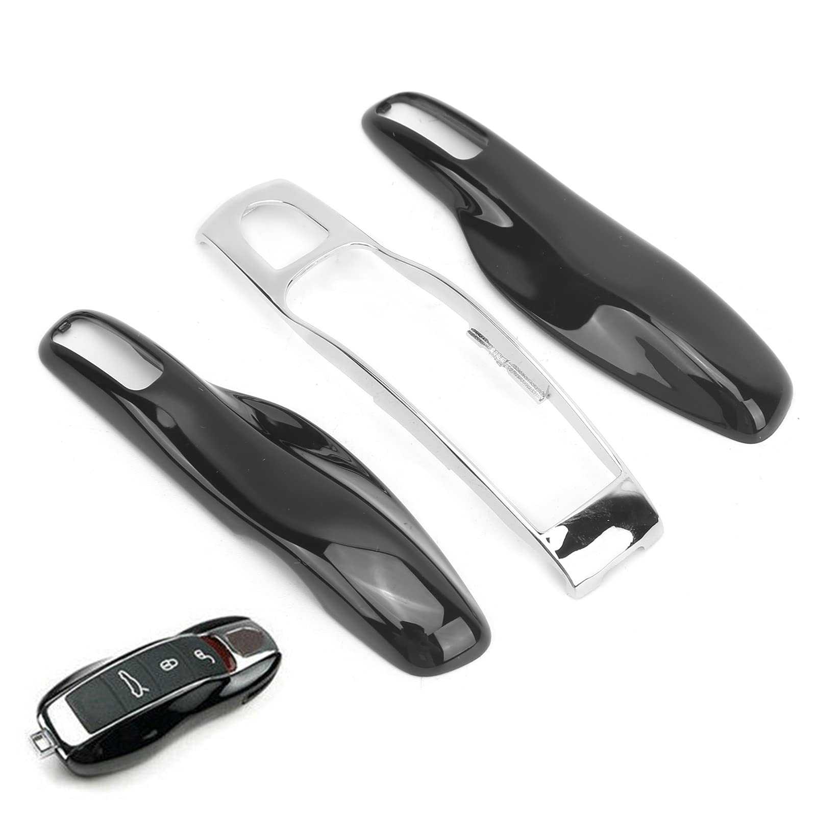 Fydun Car Key Fob Cover Case - Protective Shell for Porsche 911 Remote Key (Baked Black & Silver) | Durable Key Protector for Daily Use, Travel & Car Enthusiasts