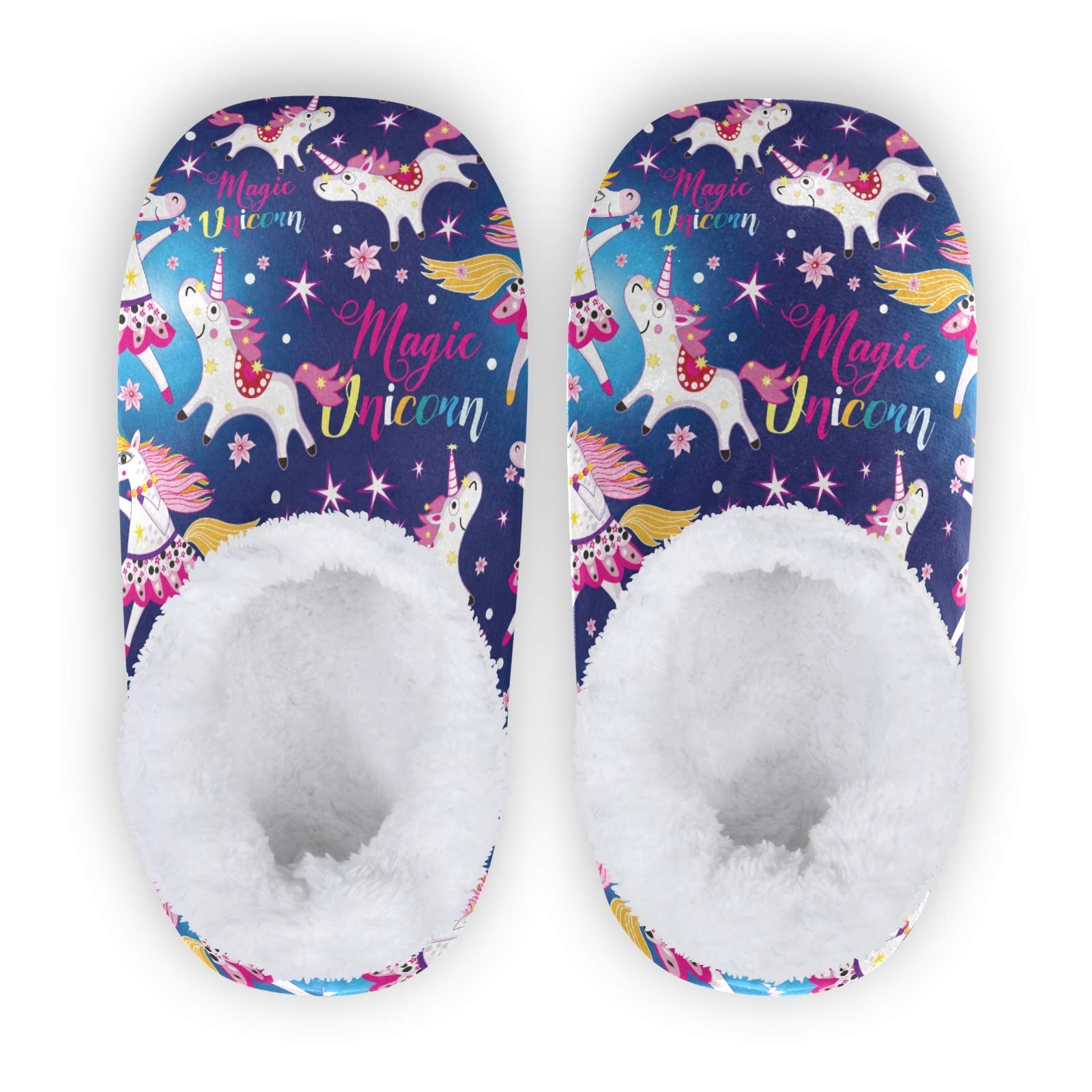 Women's & Men's Cozy Fleece House Slippers with Pink Flamingo & Rose Design - Warm Winter Indoor/Outdoor Slippers for Home, Office & Travel