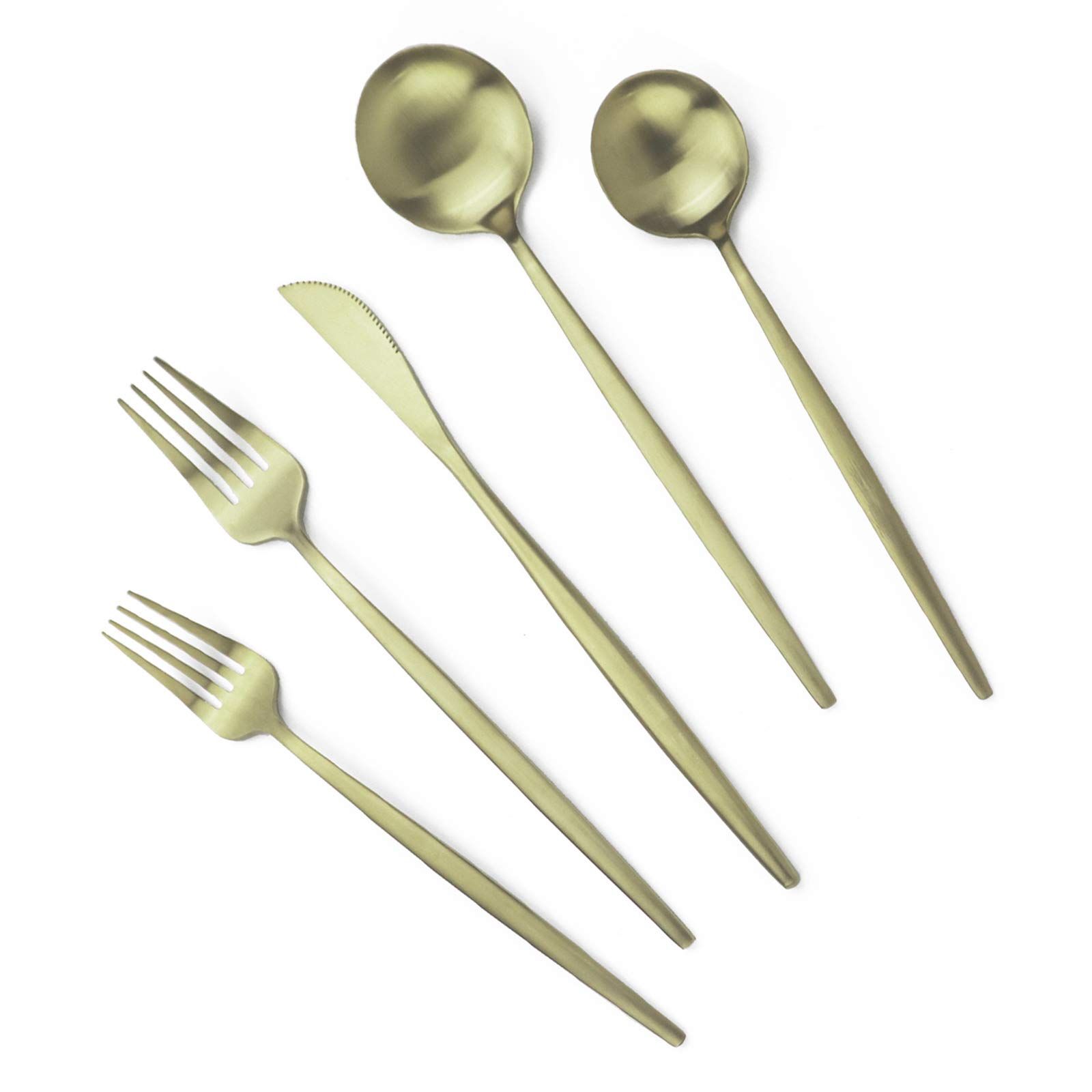 Premium 20-Piece Stainless Steel Flatware Set - Matte Champagne Gold Cutlery for 4 - Modern Elegant Tableware for Dinner Parties, Christmas & Special Occasions - Durable Kitchen Utensils for Everyday Use & Entertaining
