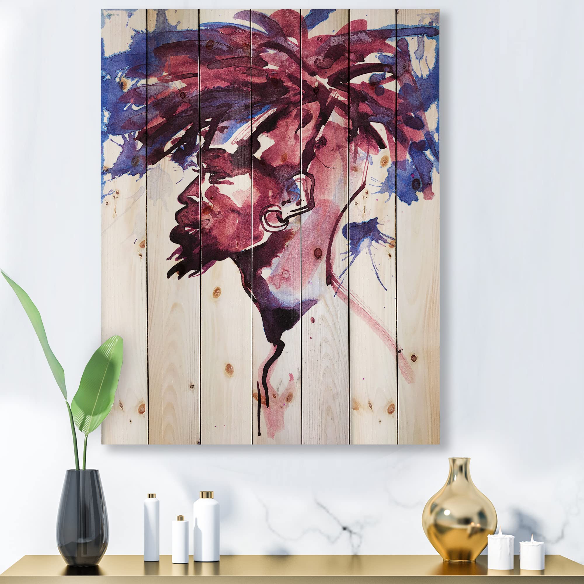 African Man Wood Wall Art - Modern Portrait Decor for Living Room
