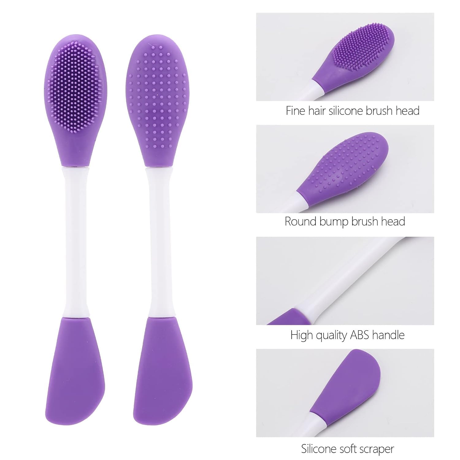 MAPPERZ Double Head Silicone Face Mask Brush - Soft Facial Cleansing Brush for Mud, Clay, DIY & Modeling Masks, BB/CC Cream & Body Lotion Application - Pore Cleaner & Skin Care Tool (Random Color) | Perfect for At-Home Spa, Professional Facials & Makeup Application