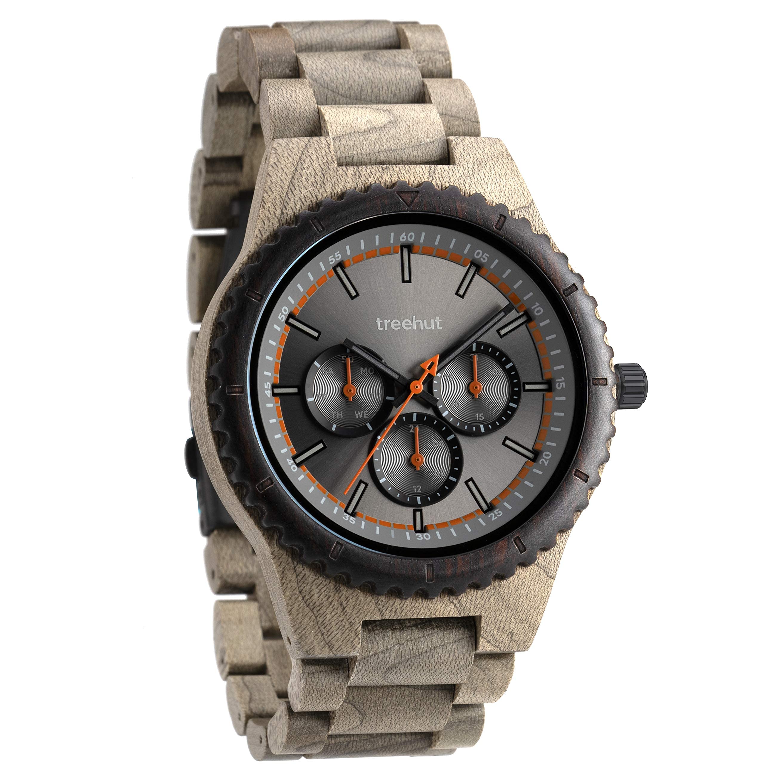 Treehut Men's Classic Zebrawood Green Watch - Wood Strap Analog Quartz Watch with Miyota Movement - Perfect for Outdoor Adventures & Business Casual Wear