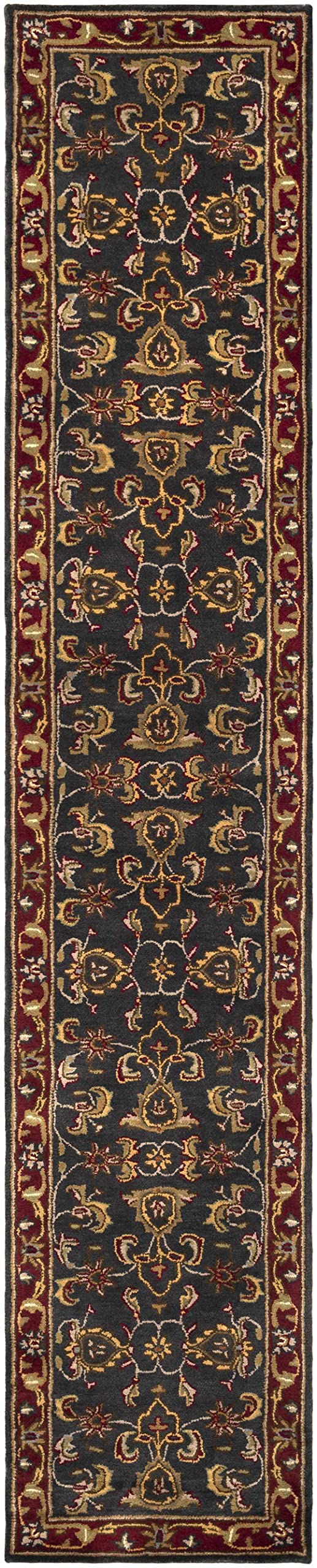 Hauteloom Bunola Wool Area Rug for Living Room & Bedroom - Traditional Handmade Round Rug in Red, Navy, Mustard - 8 Foot Round - Soft & Durable Home Decor for Cozy Spaces