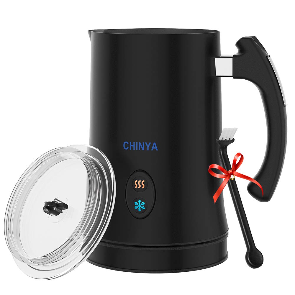 Premium Automatic Milk Frother with Hot & Cold Function - Electric Milk Steamer & Warmer for Latte, Cappuccino, Hot Chocolate - Perfect for Home Coffee Bars & Cafe Use (Black)