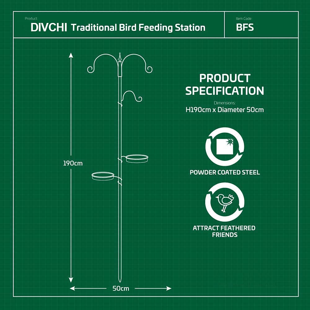 DIVCHI Hanging Bird Feeder with 2 Dishes - Garden Decor for Small Birds