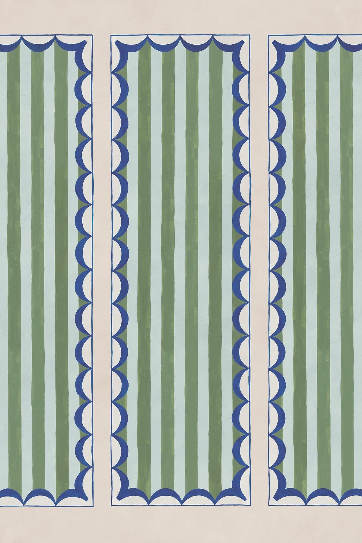 Scallop Panel Green and Blue - Decorative Wall Panels for Home and Office Interior Design