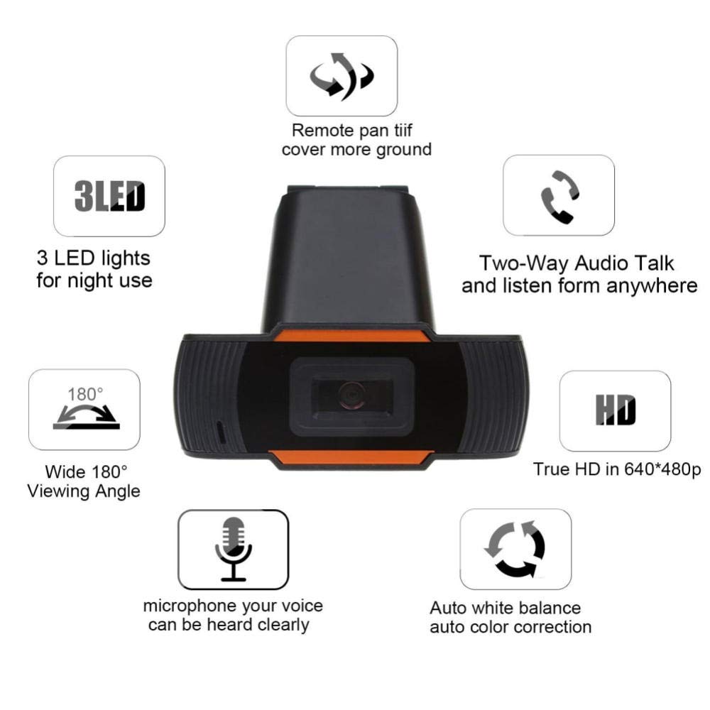 HD Webcam with Microphone - USB 2.0 Computer Camera for Video Recording & Conferencing | Plug & Play for Windows | Orange | Perfect for Online Classes, Remote Work & Streaming