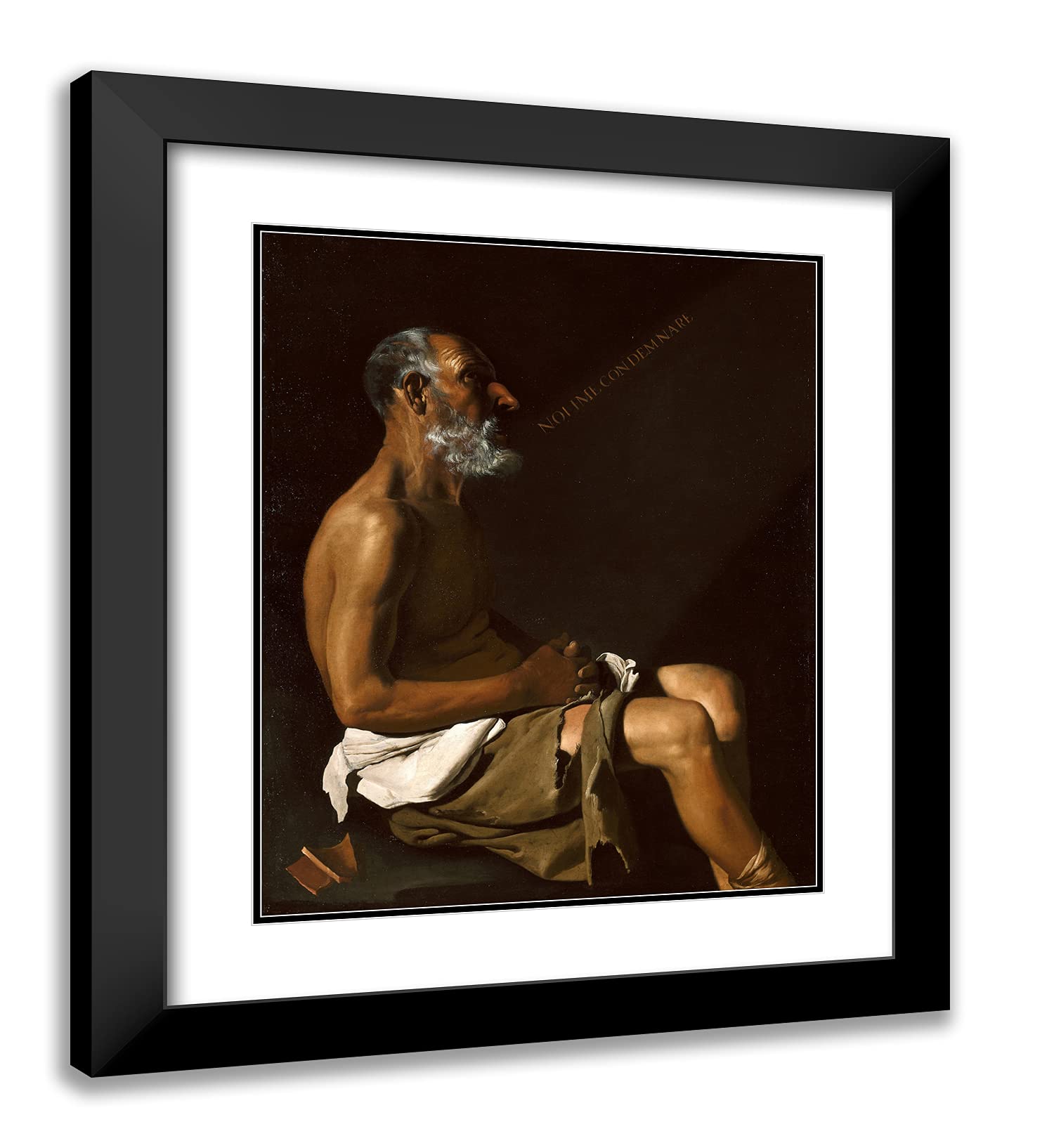 ArtDirect Spanish School 20x23 Inch Black Modern Framed Double Matted Art Print - 'Job' Painting for Living Room, Bedroom & Office Decor