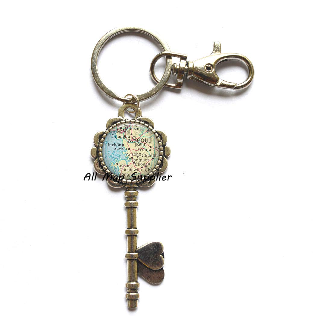 Seoul Map Keychain - Stylish Travel Jewelry for Keys & Bags
