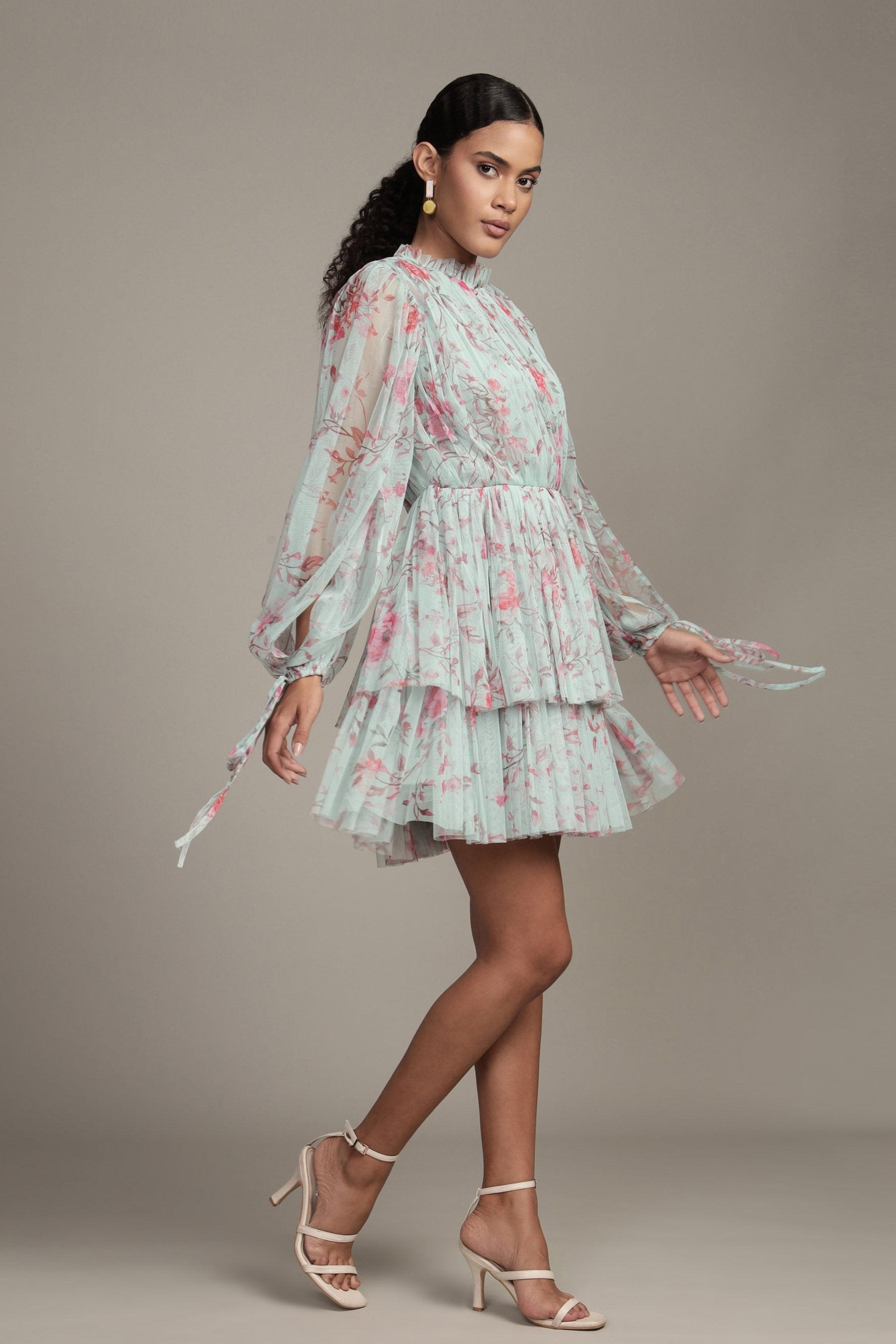 Randee Mini Dress in Sage Print - Flowy Summer Dress for Women, Boho Chic Floral Print, Casual & Party Wear, Perfect for Beach, Vacation, and Date Nights