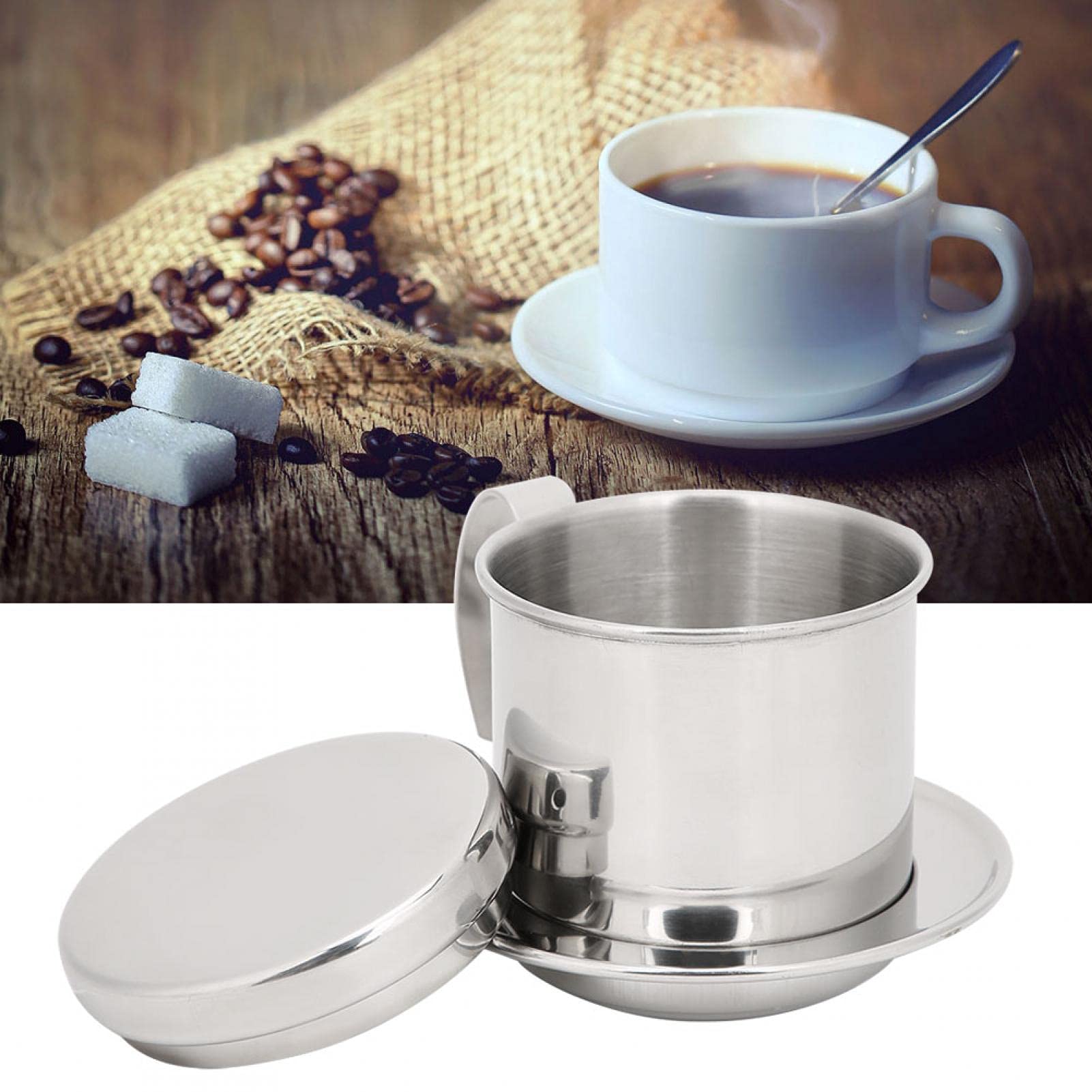Premium Stainless Steel Vietnamese Coffee Filter Drip Pot - Authentic Phin Coffee Maker for Home & Kitchen | Perfect for Iced Coffee, Espresso & Traditional Vietnamese Brewing