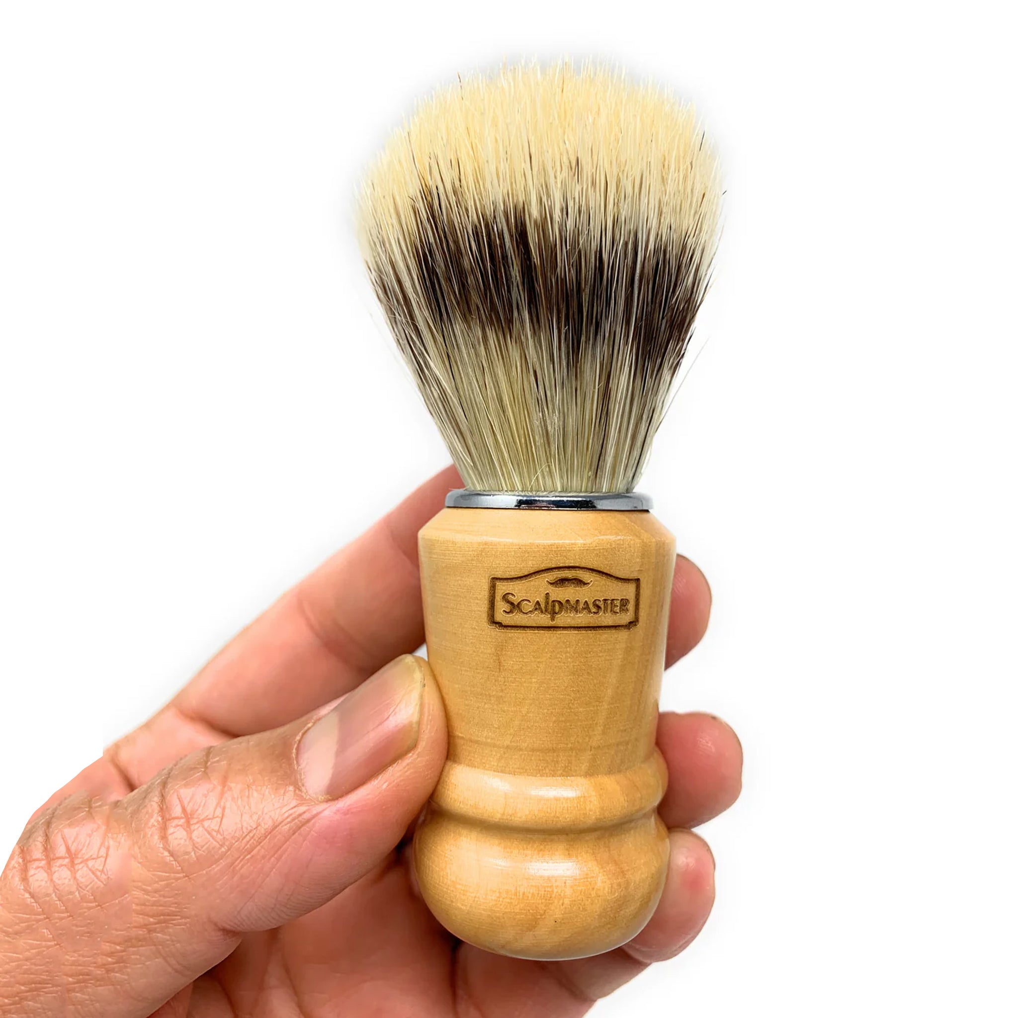 Premium Scalpmaster Boar Bristle Shaving Brush with Wooden Handle - 100% Natural Boar Bristles for Men (Model SB-15) - Perfect for Wet Shaving, Beard Grooming & Luxury Skincare Routine