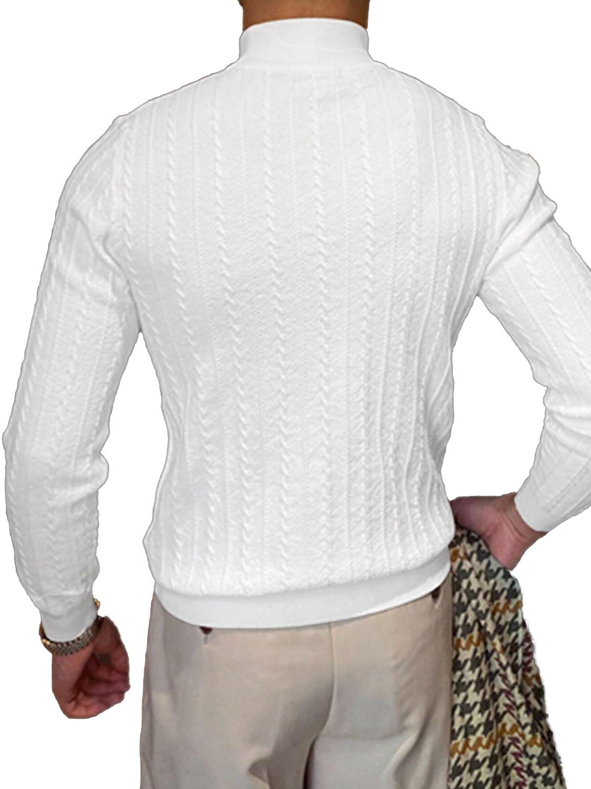 Men's Slim Fit Cable Knit Turtleneck Sweater - Casual Winter Pullover for Office & Outings