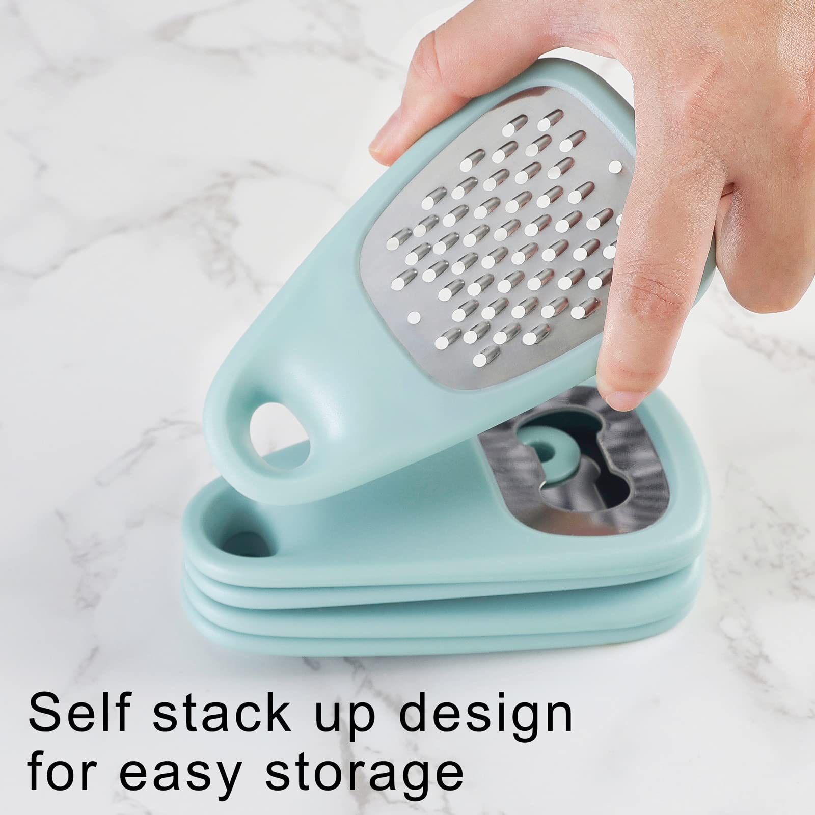 Stainless Steel Vegetable Peeler - Ergonomic Potato Peeler for Kitchen & Camping - Space Saving Kitchen Gadget with Protective Cover - Dishwasher Safe - Perfect for Meal Prep, Picnics & Outdoor Cooking (Aqua Sky)