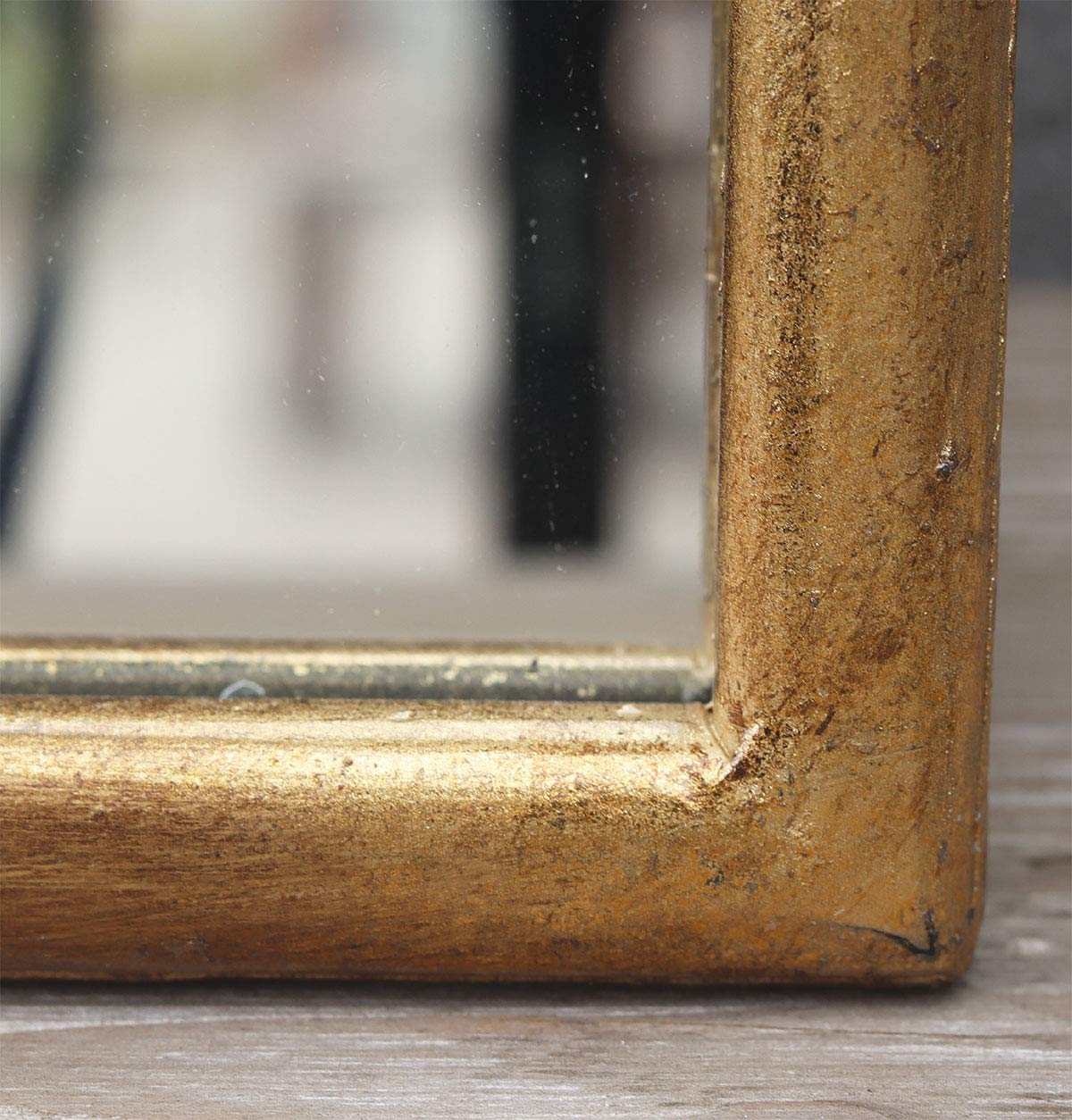 Antique Gold Full Length Wall Mirror with Arched Metal Frame - 50