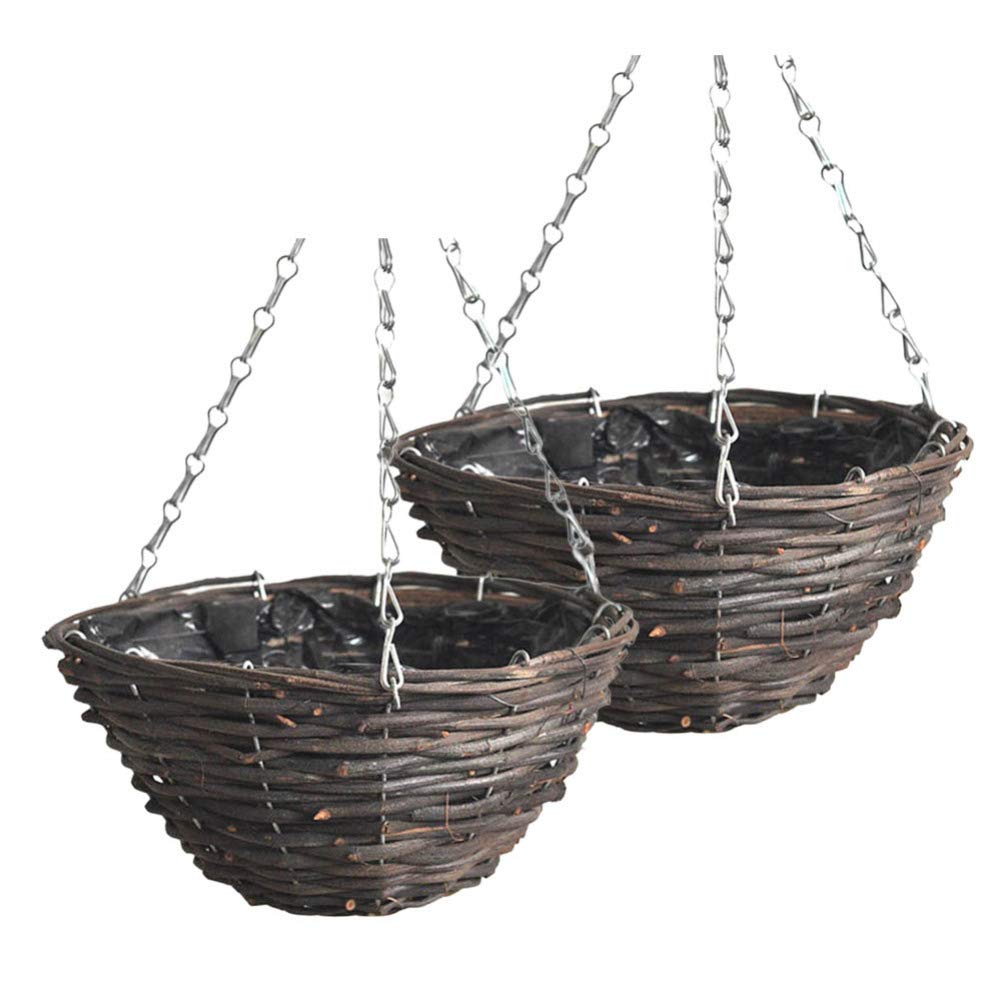Hemoton 2-Pack Rattan Hanging Planters - Woven Seagrass Hanging Baskets for Indoor/Outdoor Plants, Flowers & Home Decor - Perfect for Garden, Patio, Balcony & Living Room Decorations