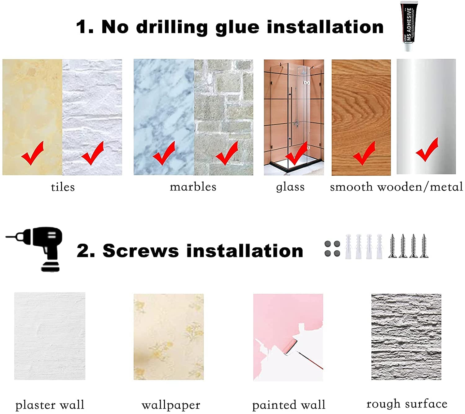 Fulminare Self-Adhesive Aluminum Bathroom Corner Shelf - Rustproof Shower Organizer with Strong Adhesive, Space-Saving Storage Rack for Bathroom Essentials - Perfect for Small Bathrooms, Showers & Vanities (Queen Size)