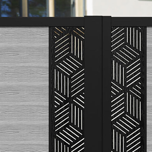 Classic Cubed Straight Top Driveway Gate - Light Grey Finish with Middle & End Screen Panels | Durable Metal Fence Gate for Home Security & Property Protection | Perfect for Residential Driveways, Gardens & Backyard Entrances