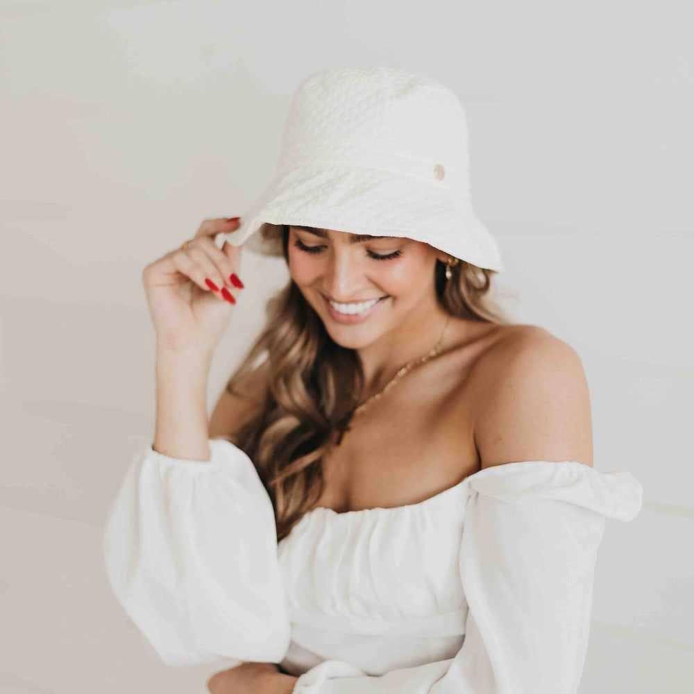 Frankie Quilted Bucket Hat for Women - Stylish Sun Protection Summer Hat with Adjustable Chin Strap - Perfect for Beach, Hiking, and Outdoor Activities