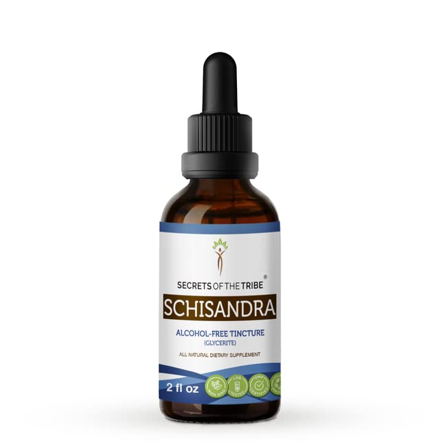 Secrets of the Tribe Schisandra Tincture - Alcohol-Free Extract, High-Potency Herbal Drops from Schisandra Chinensis Berry (2 oz) | Natural Stress Relief & Energy Boost for Daily Wellness