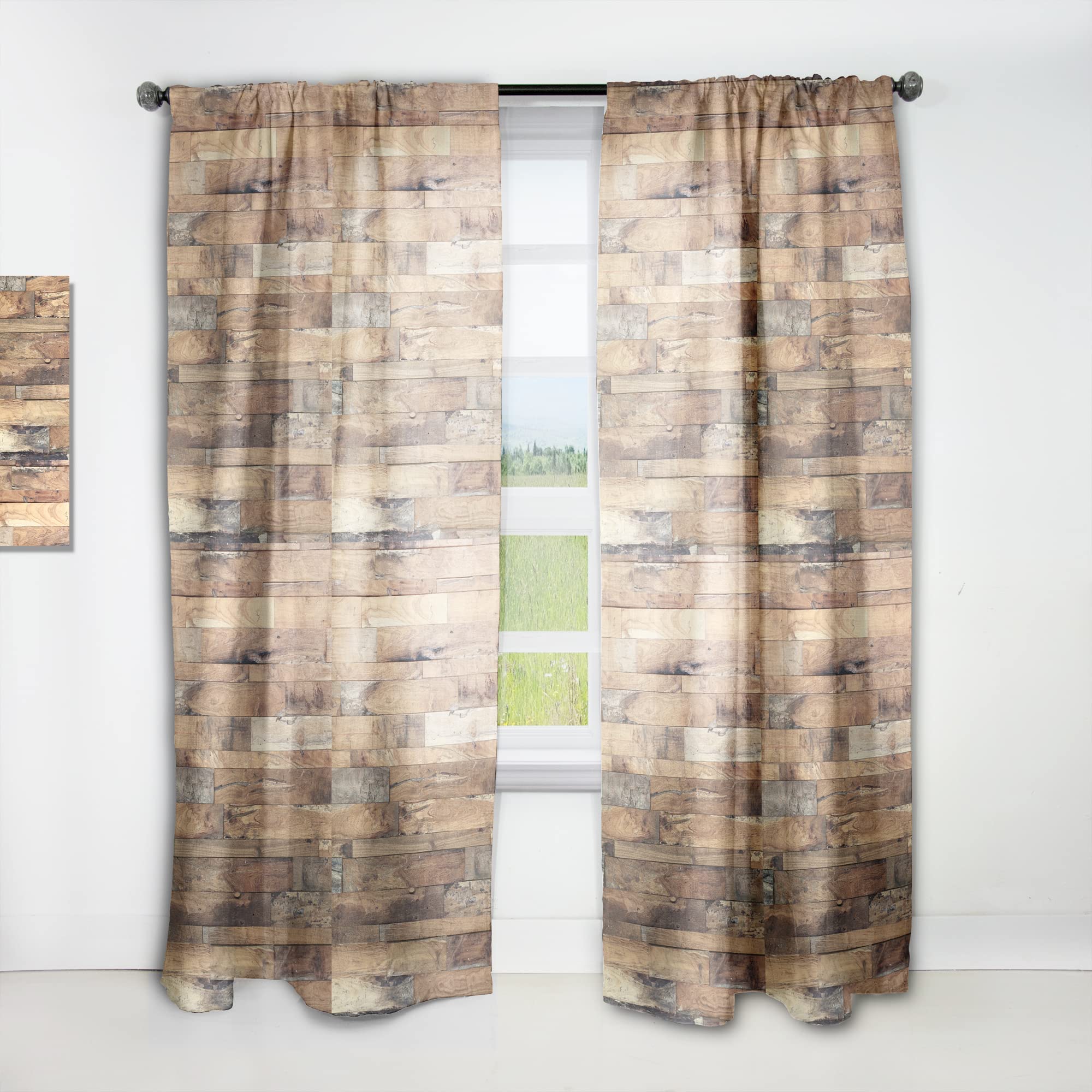 DesignQ Brown Wood Texture Thermal Insulated Curtains - Single Panel 52x108 - Blackout Drapes for Bedroom & Living Room - Perfect for Home Decor, Privacy & Energy Efficiency