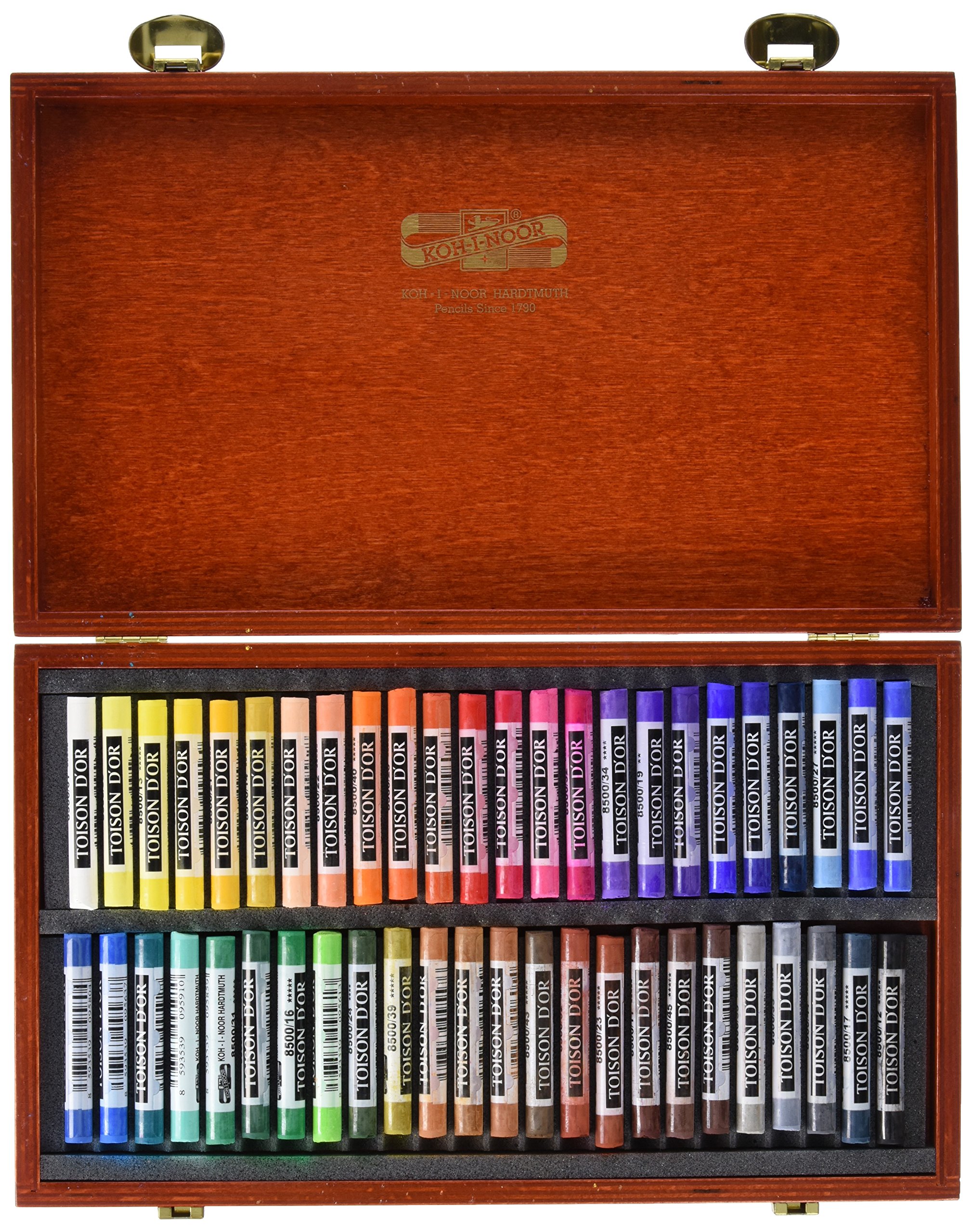 KOH-I-NOOR TOISON D'OR 8596 Professional Artist Soft Pastels Set - 48 Vibrant Colors in Wooden Gift Box | Perfect for Drawing, Sketching & Mixed Media Art Projects