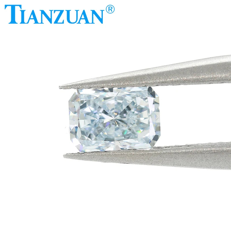 HPHT Lab Grown Radiant Cut Fancy Light Blue Diamond - VVS1 Clarity, 2EX Cut, GEMID Certified Loose Gemstone for Engagement Rings & Jewelry Making